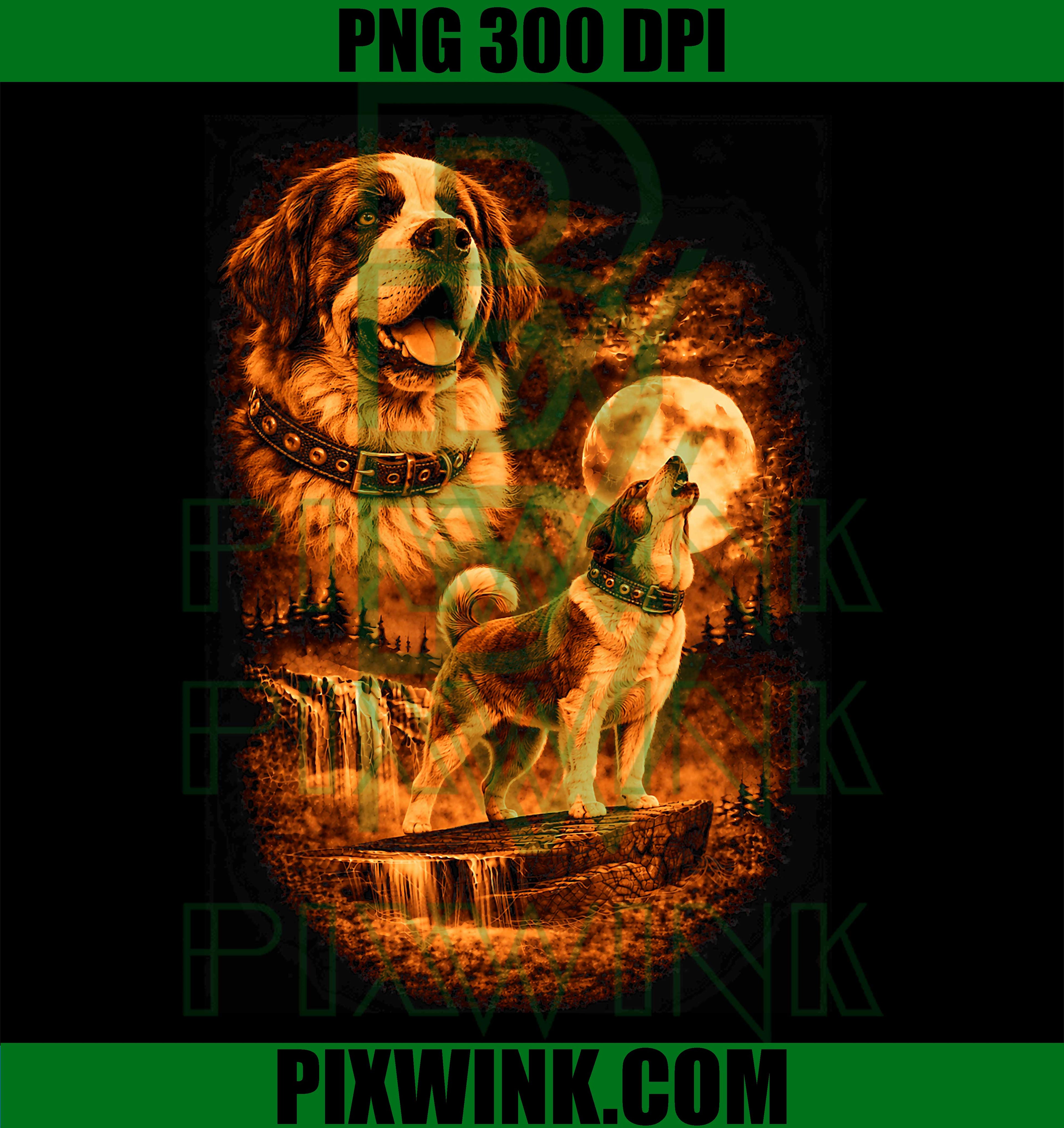 Saint Bernard Howling Dog PNG, Fantasy Saint Bernard PNG, Wilderness Dog PNG