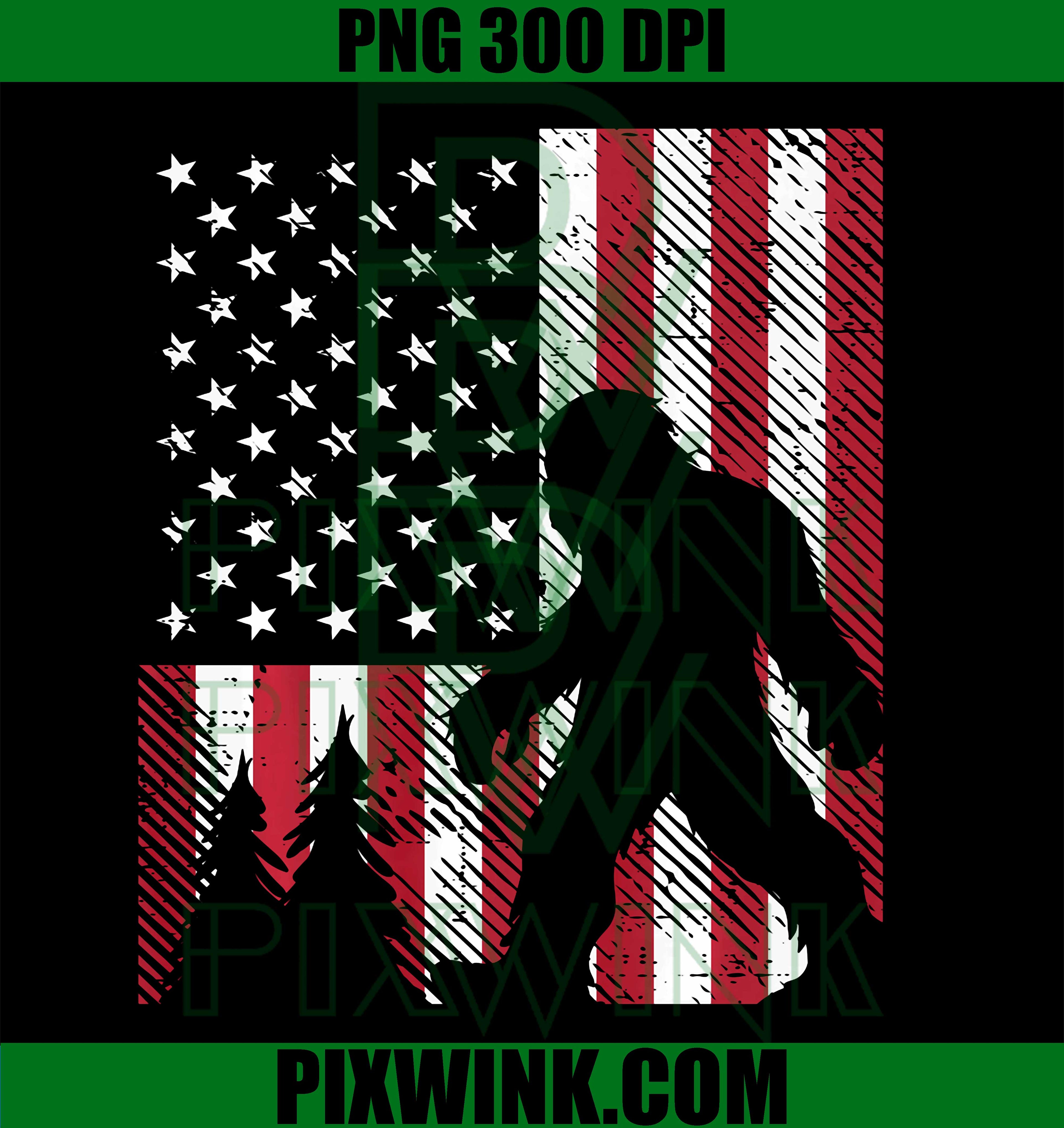 4th July Bigfoot PNG, Patriotic Sasquatch US Flag PNG