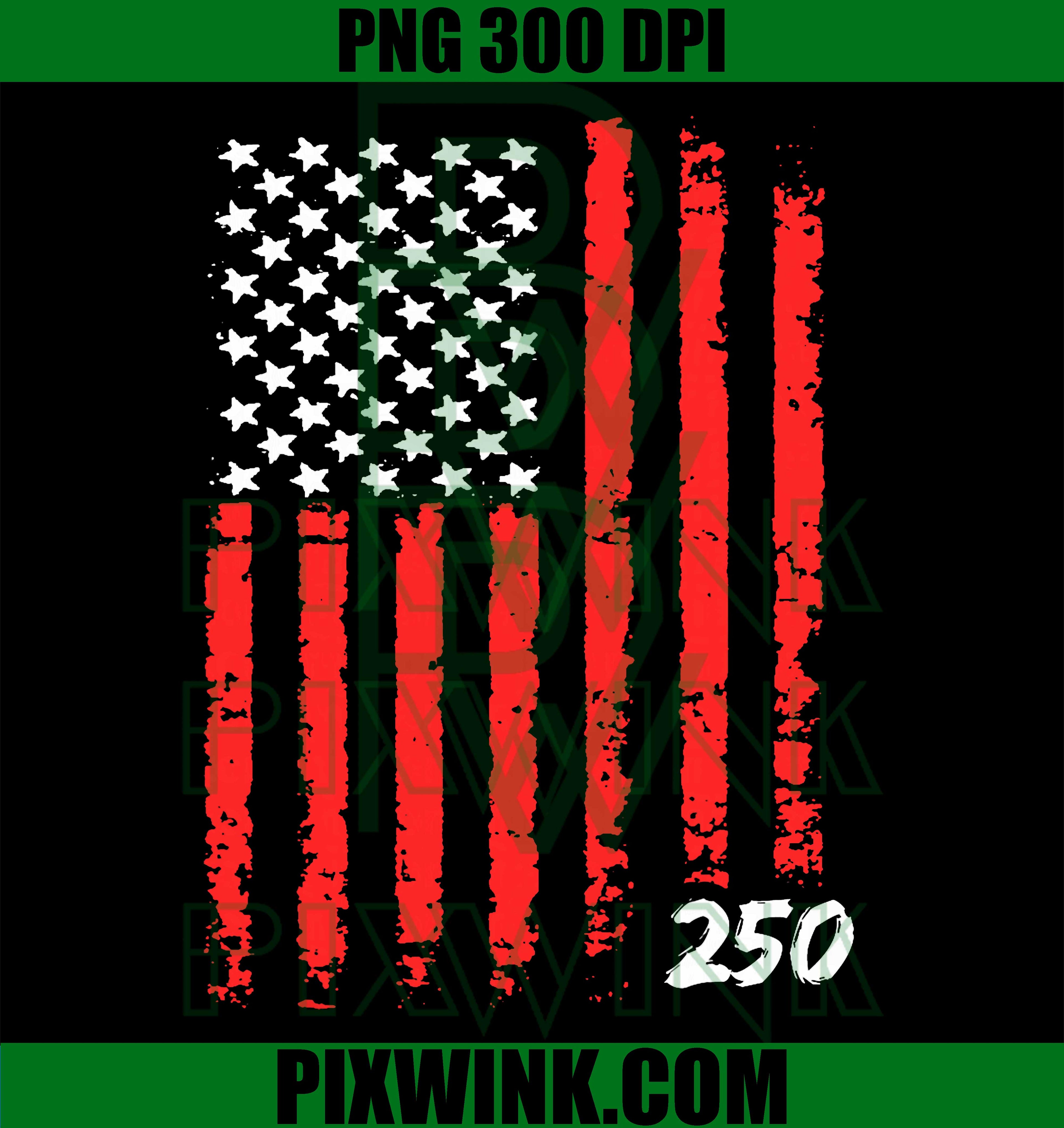 250th Anniversary America Flag PNG, Dark Red American Flag PNG