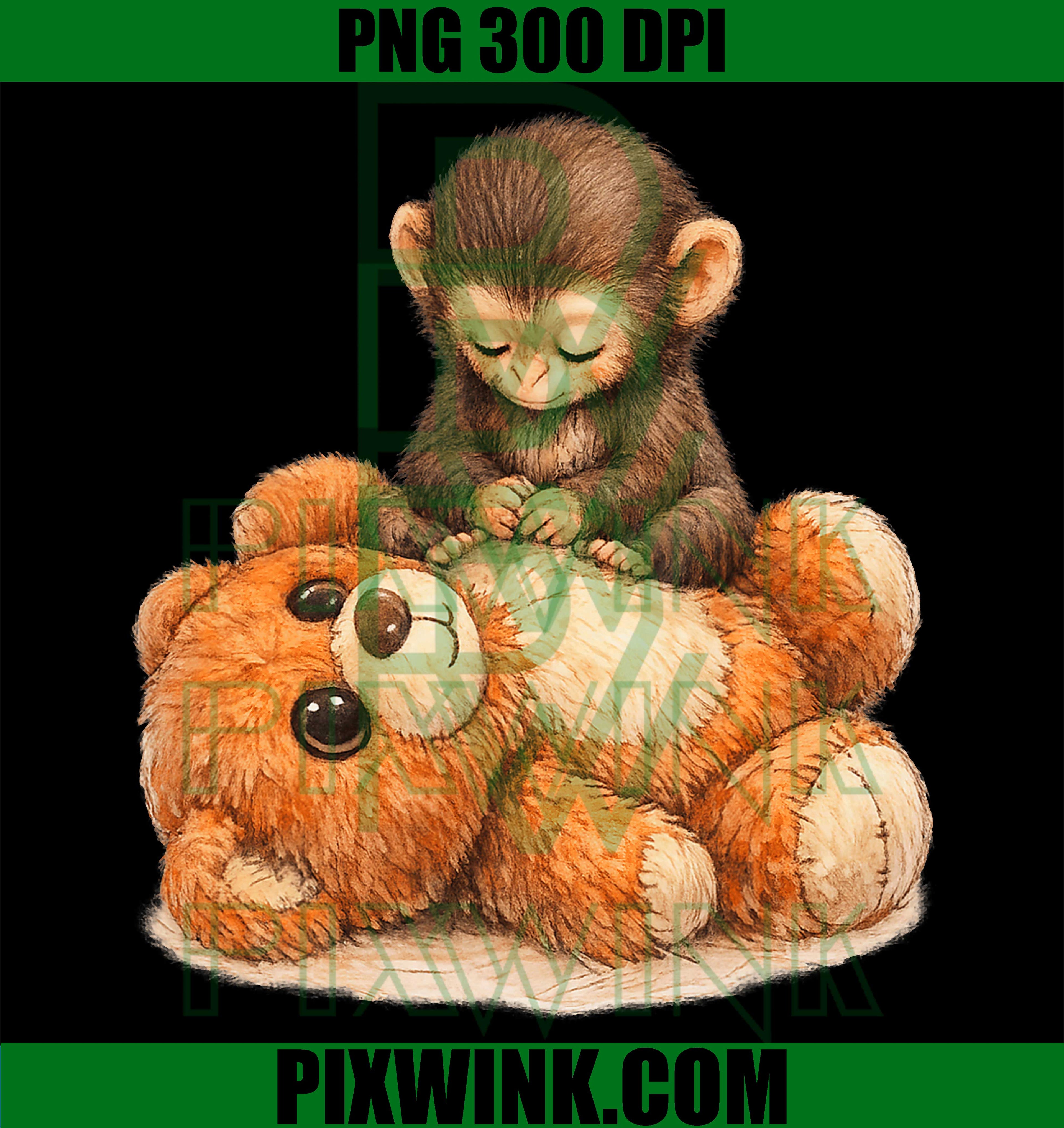 Punch Monkey Baby PNG, Little Punch Cute PNG, Funny Monkey Graphic PNG