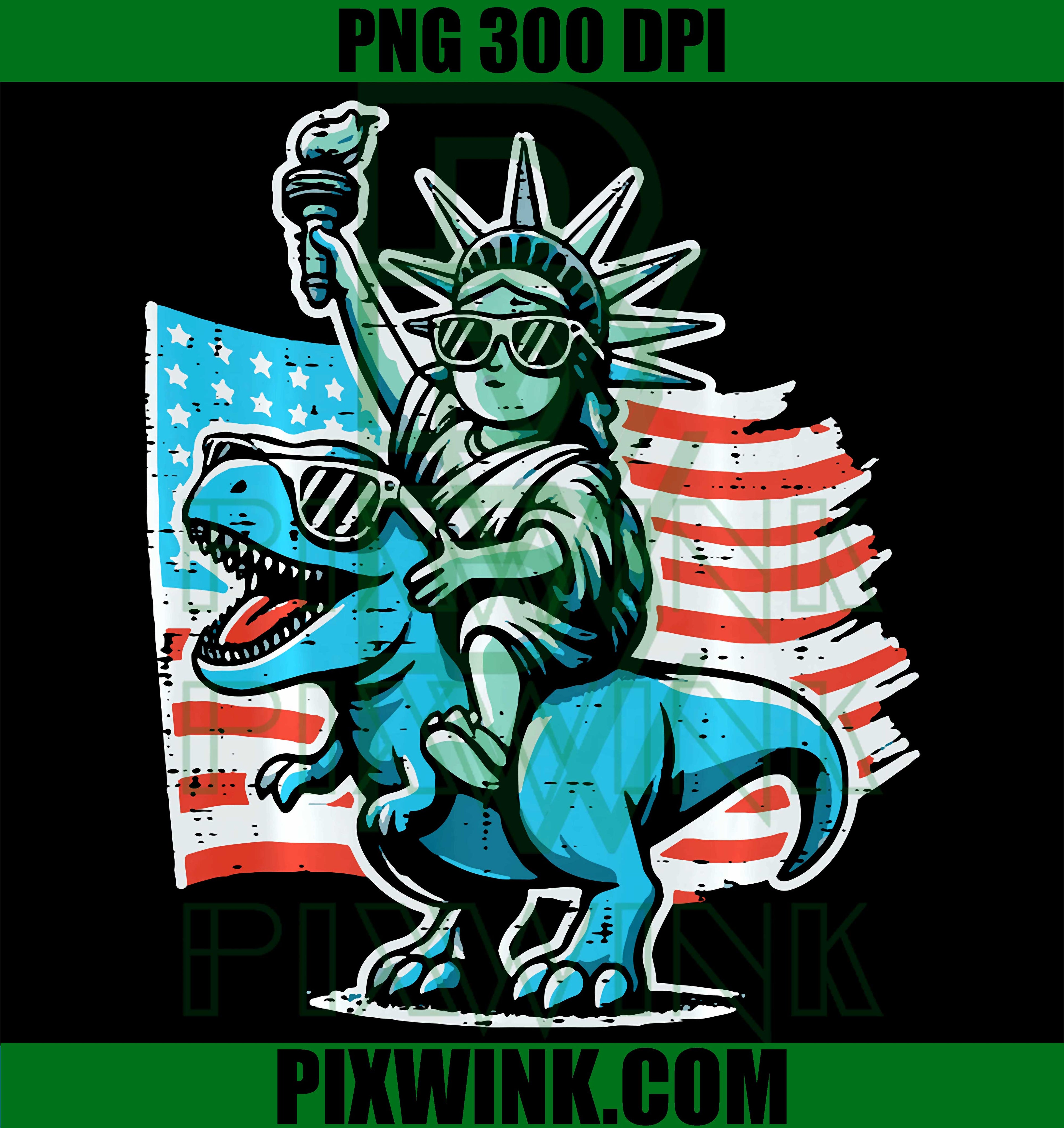 4th July Dino Liberty PNG, Funny Patriotic Kids PNG