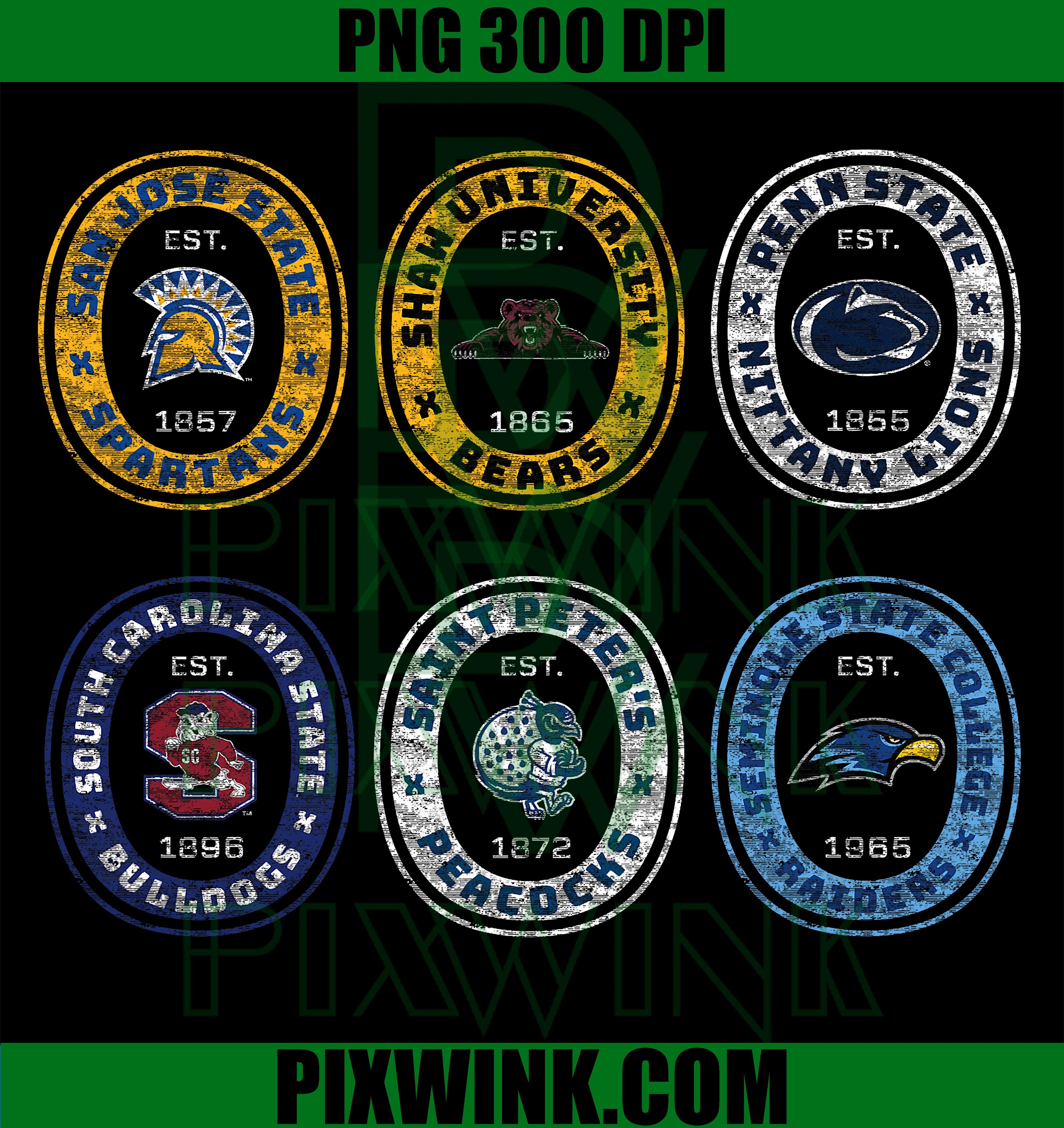 Vintage College Mascot Bundle PNG, University Logo PNG, Retro School PNG