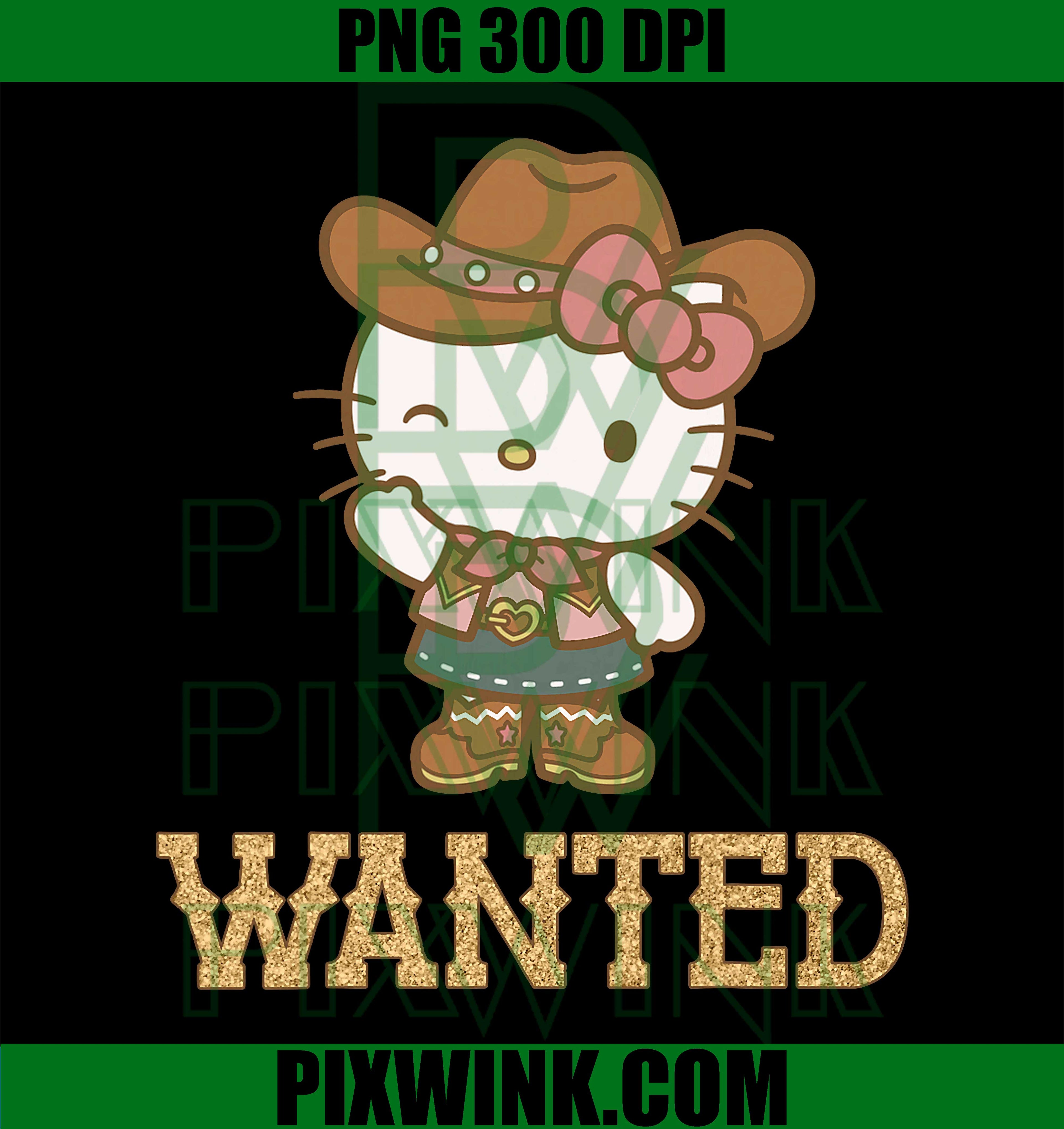 Hello Kitty Wanted Western PNG, Cute Coquette Cowgirl PNG
