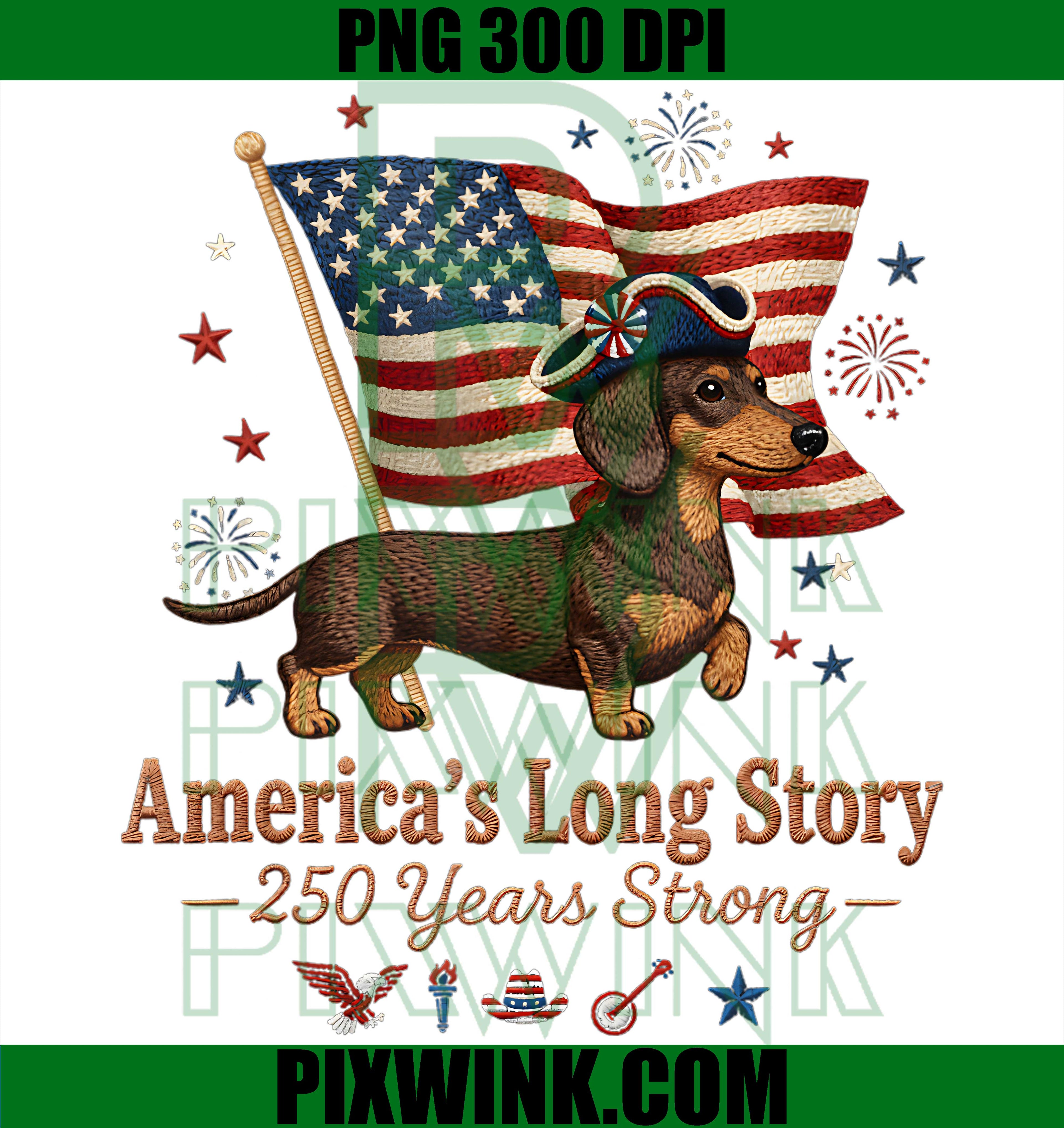 4th July Dachshund PNG, Patriotic Dachshund PNG, USA Flag Dog PNG