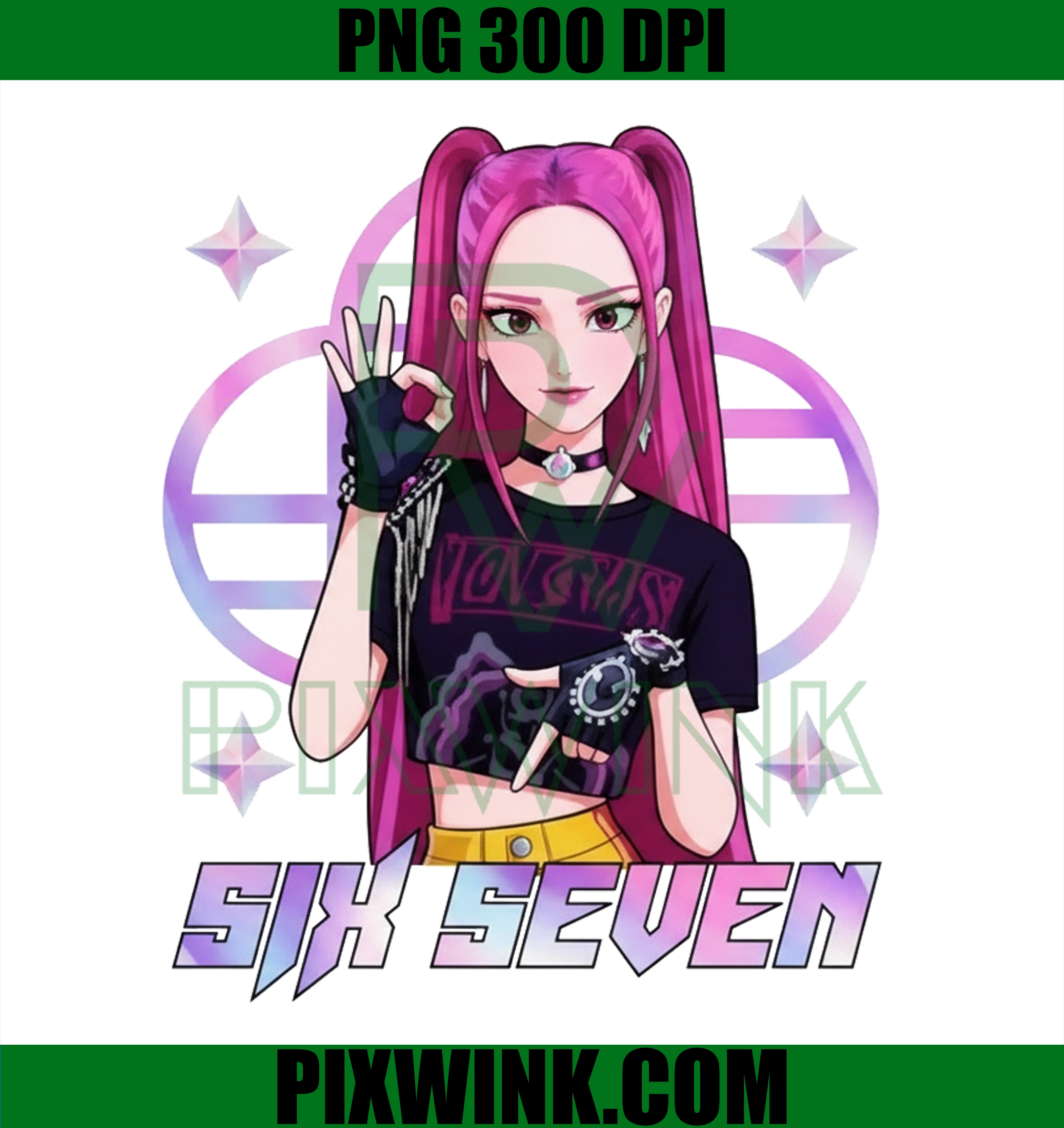 Mira Handsigns 67 Trendy PNG – Six Seven K-Pop Girl Clipart Digital Download