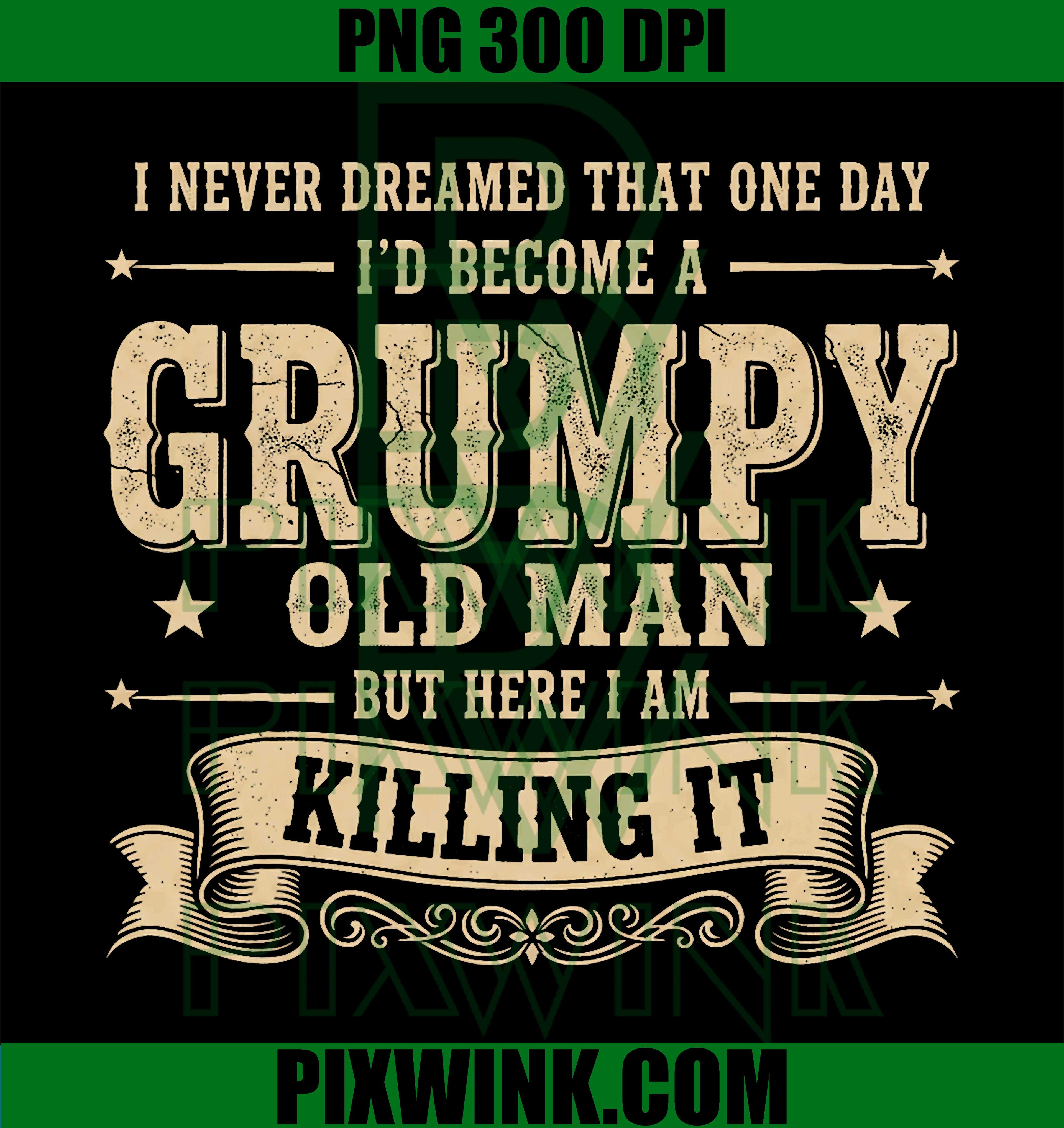 Funny Grumpy Old Man PNG, Grandpa PNG