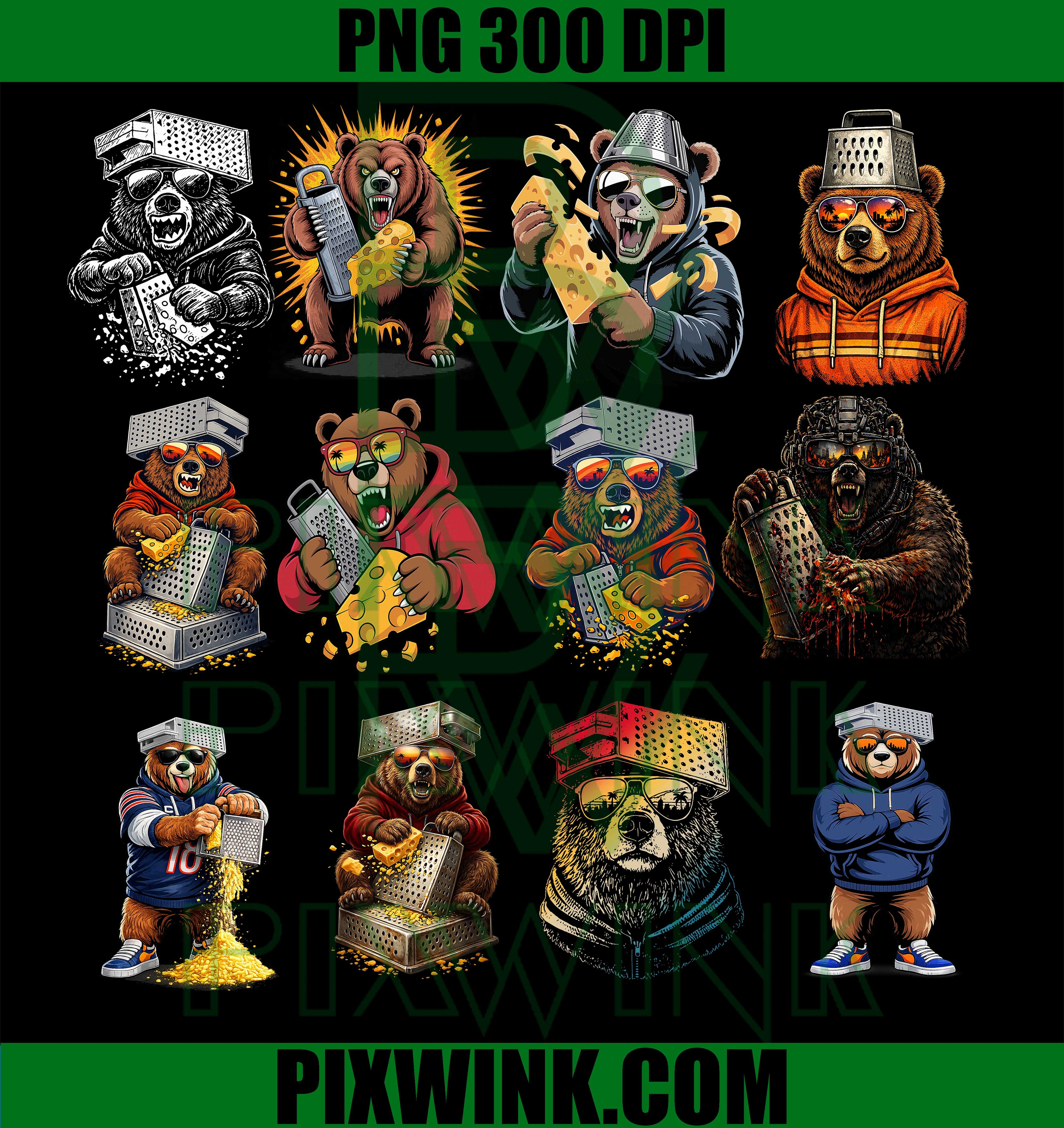 Cheese Grater Bear PNG Bundle, Funny Bear Meme PNG