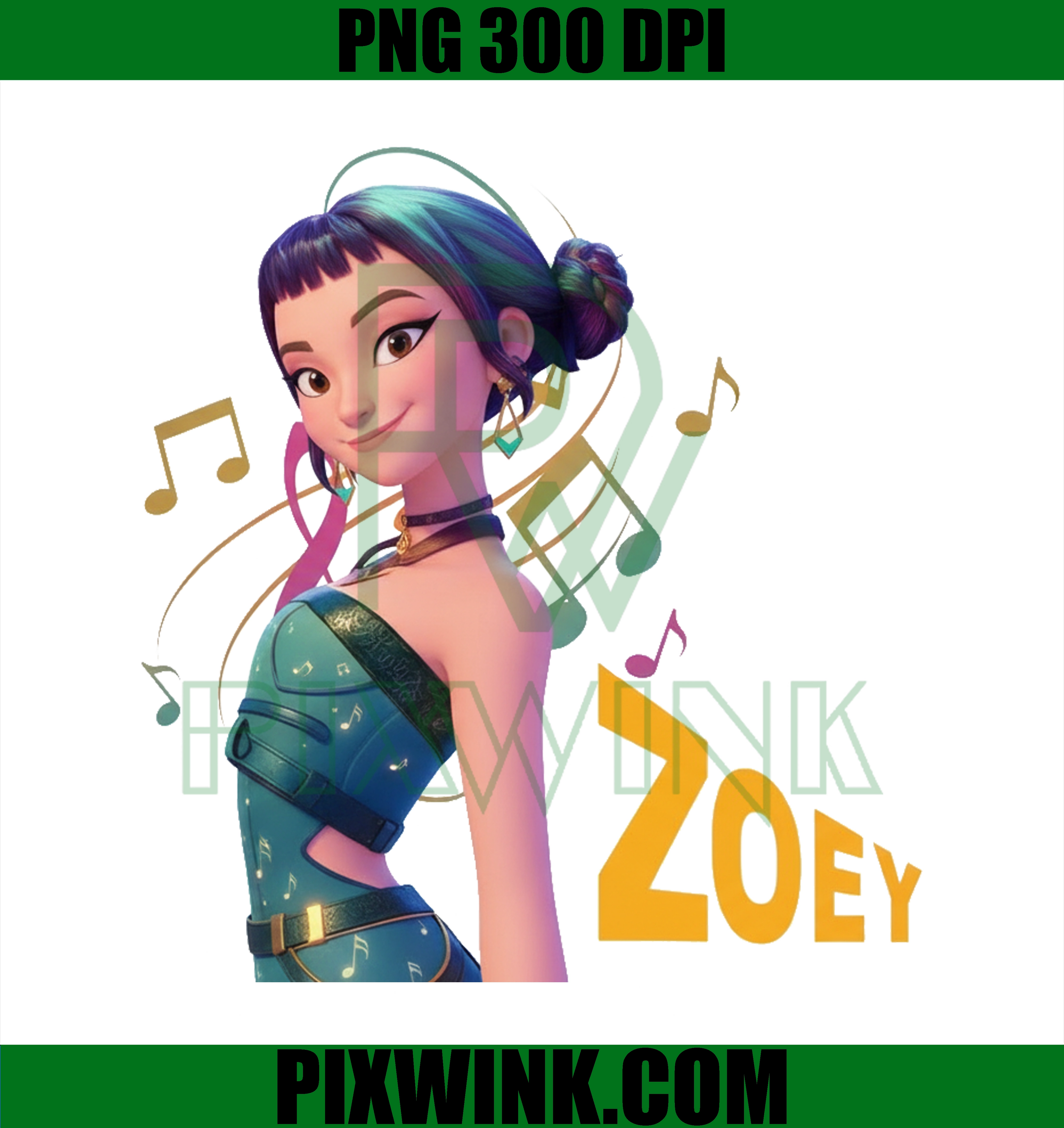 Zoey K-Pop Demon Hunters PNG – Music Style Girl Clipart Digital Download