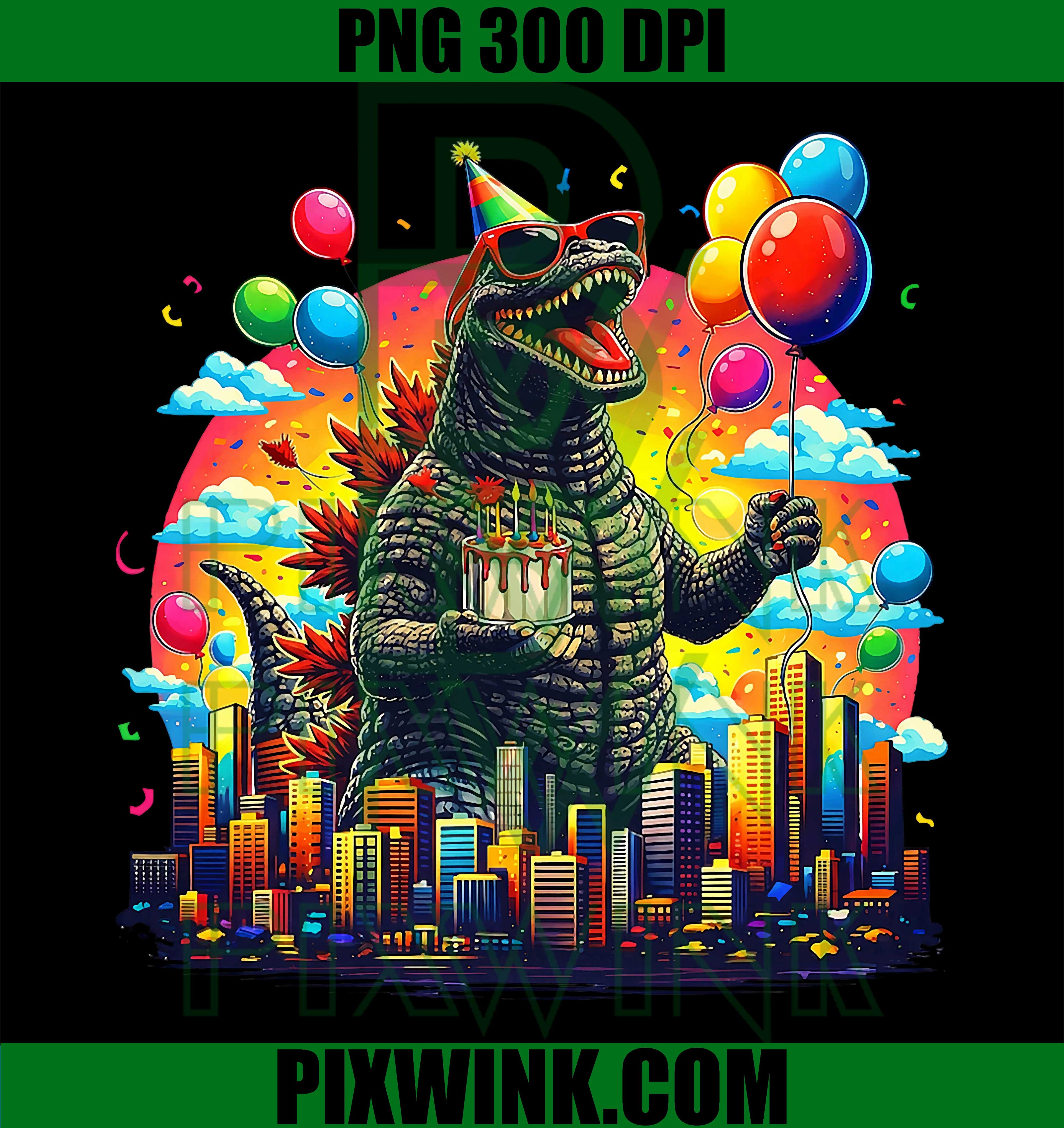 Kaiju Birthday Japan Monster PNG, Bday Party Retro Design PNG