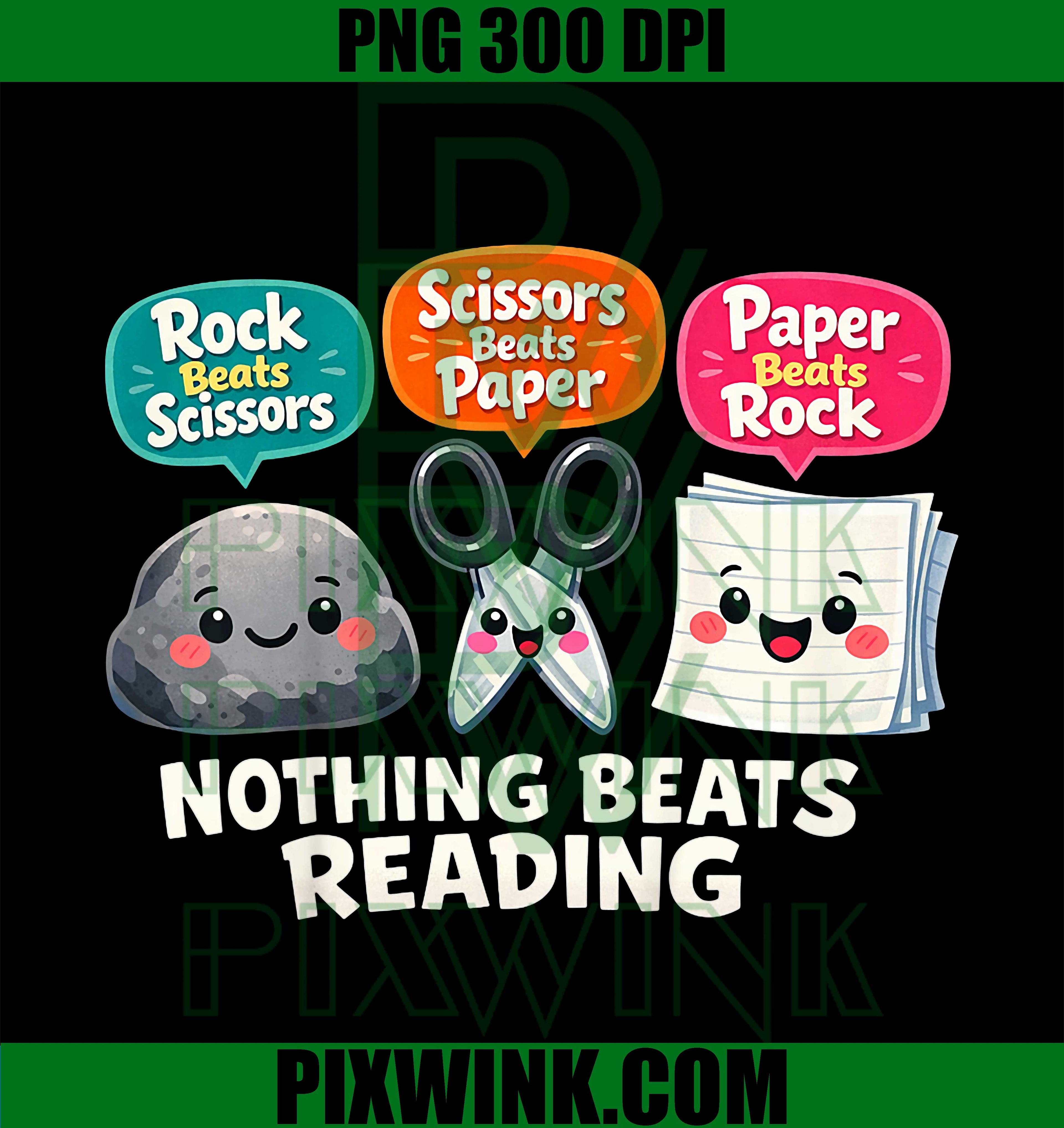 Nothing Beats Reading PNG, Librarian Book Lover Kids Graphic PNG