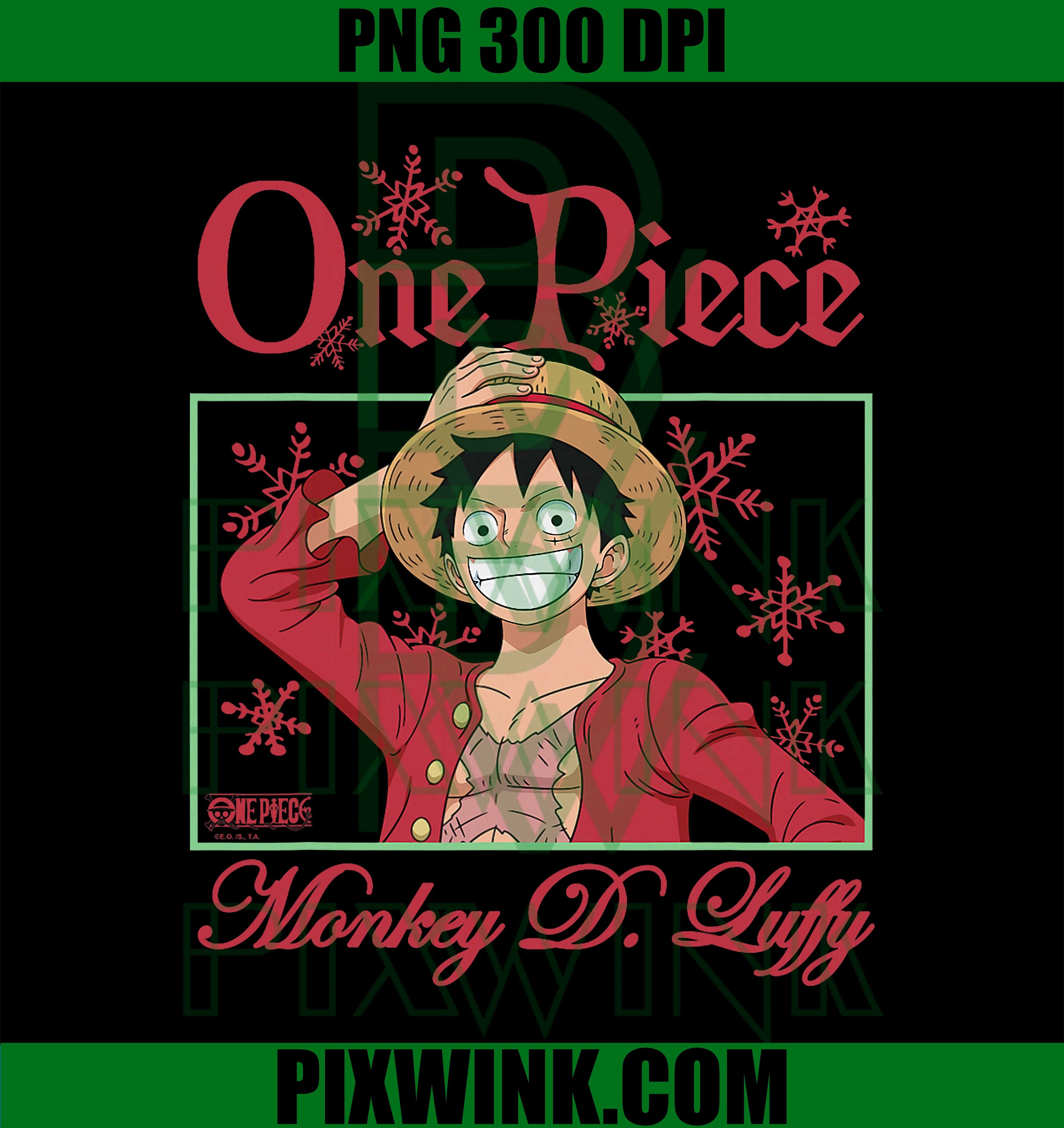 One Piece Anime Happy Holidays, Luffy Christmas Snowflakes PNG