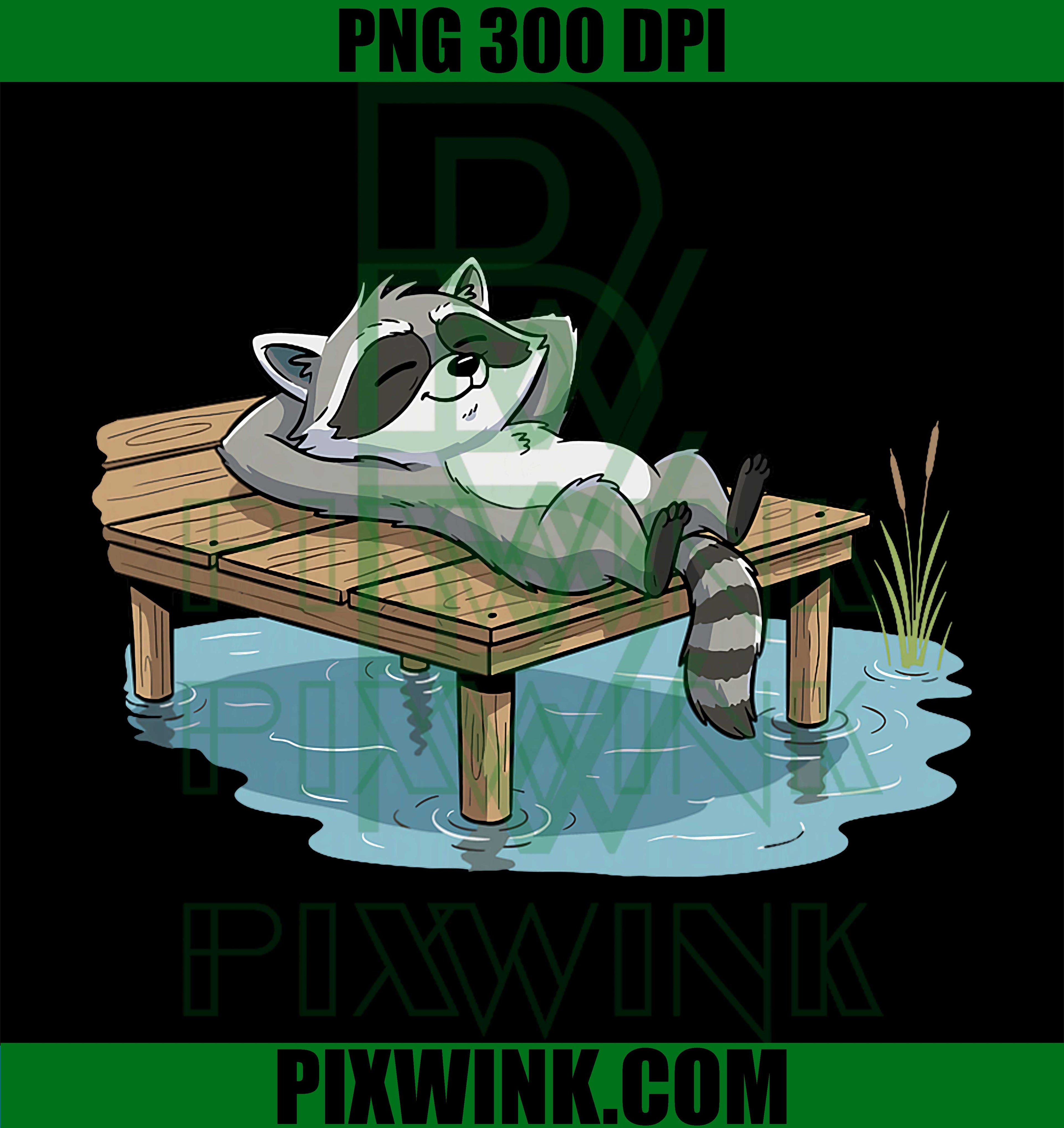 Chill Dock Raccoon PNG, Lake Life Summer Vibes Raccoon PNG