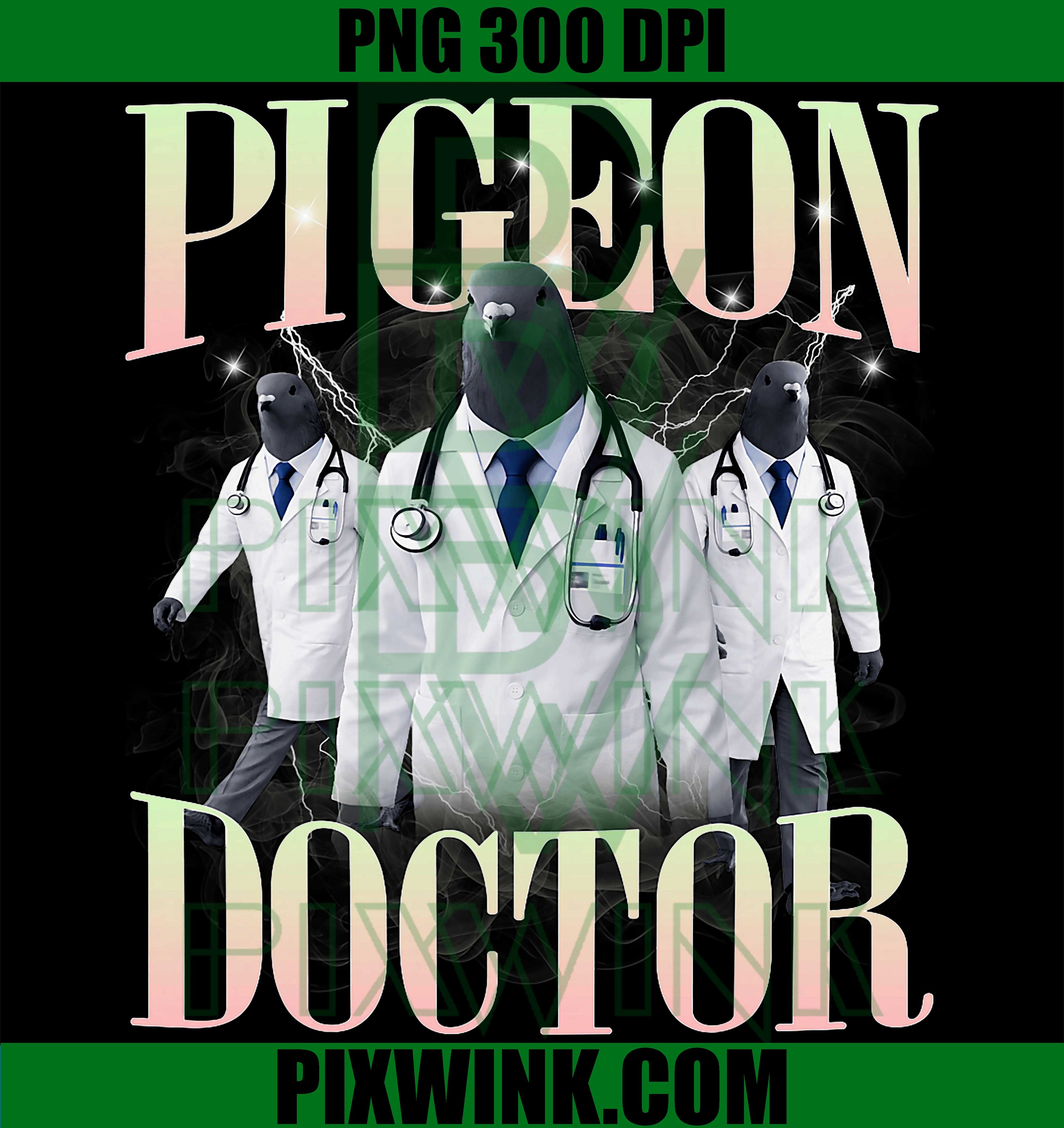 Pigeon Doctor PNG, Avian Medical Team PNG, Funny Bird Design PNG