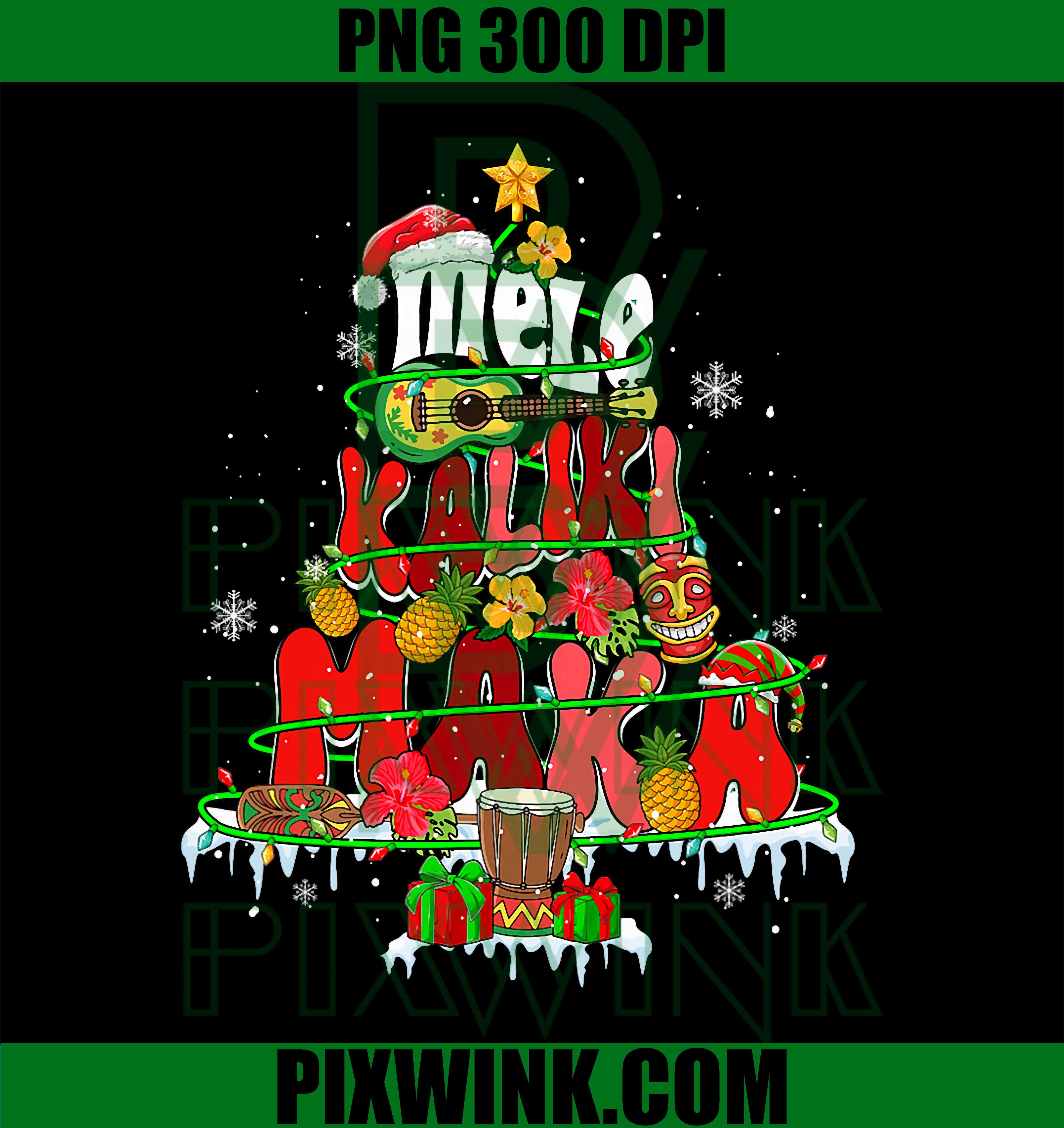 Mele Kalikimaka, Christmas Tree Colorful Hibiscus Hawaiian PNG