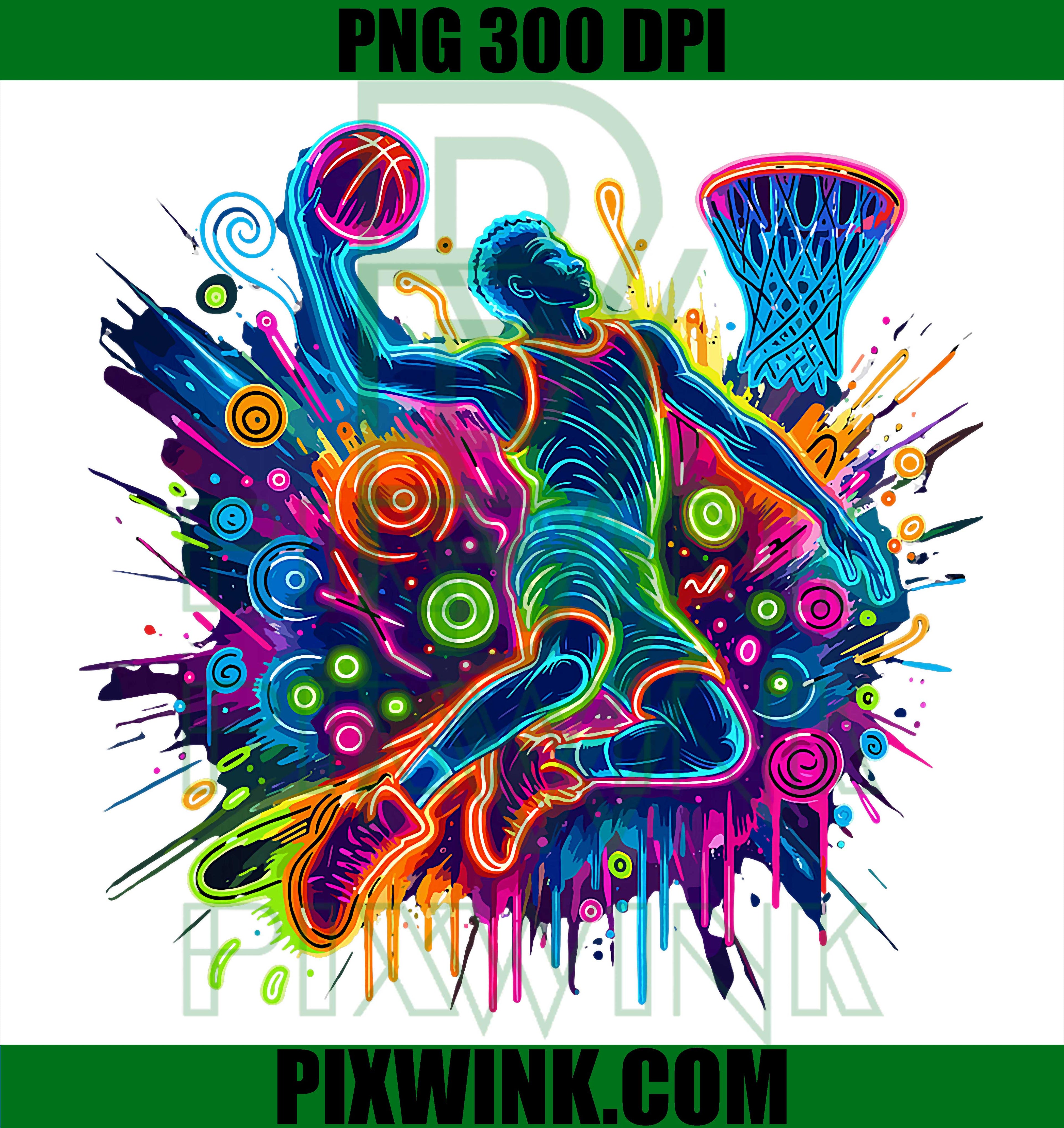 Urban Slam Dunk Art PNG, Abstract Drip Basketball PNG
