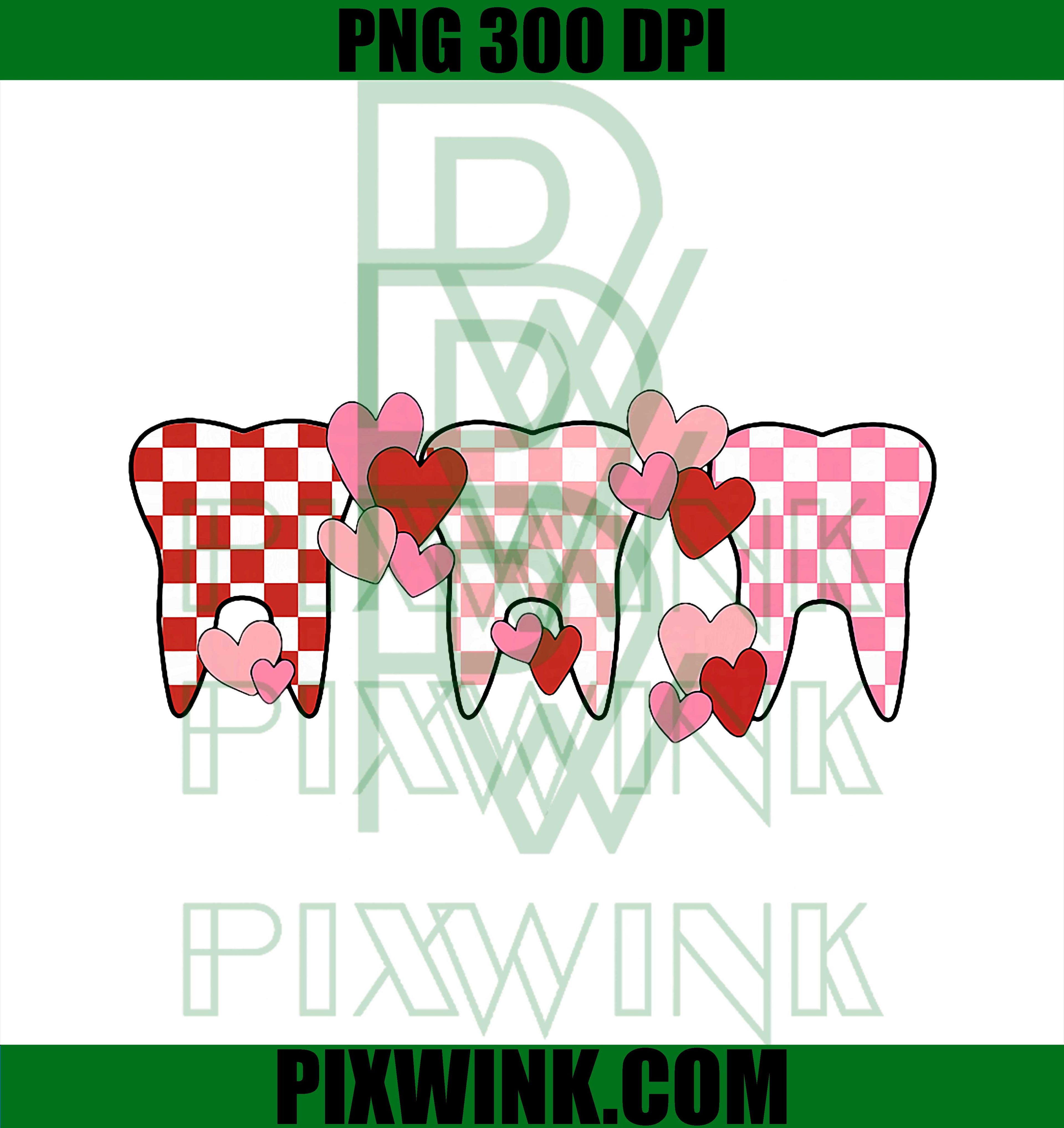 Checkered Tooth Heart, Valentine Dental Hygienist Dentist PNG