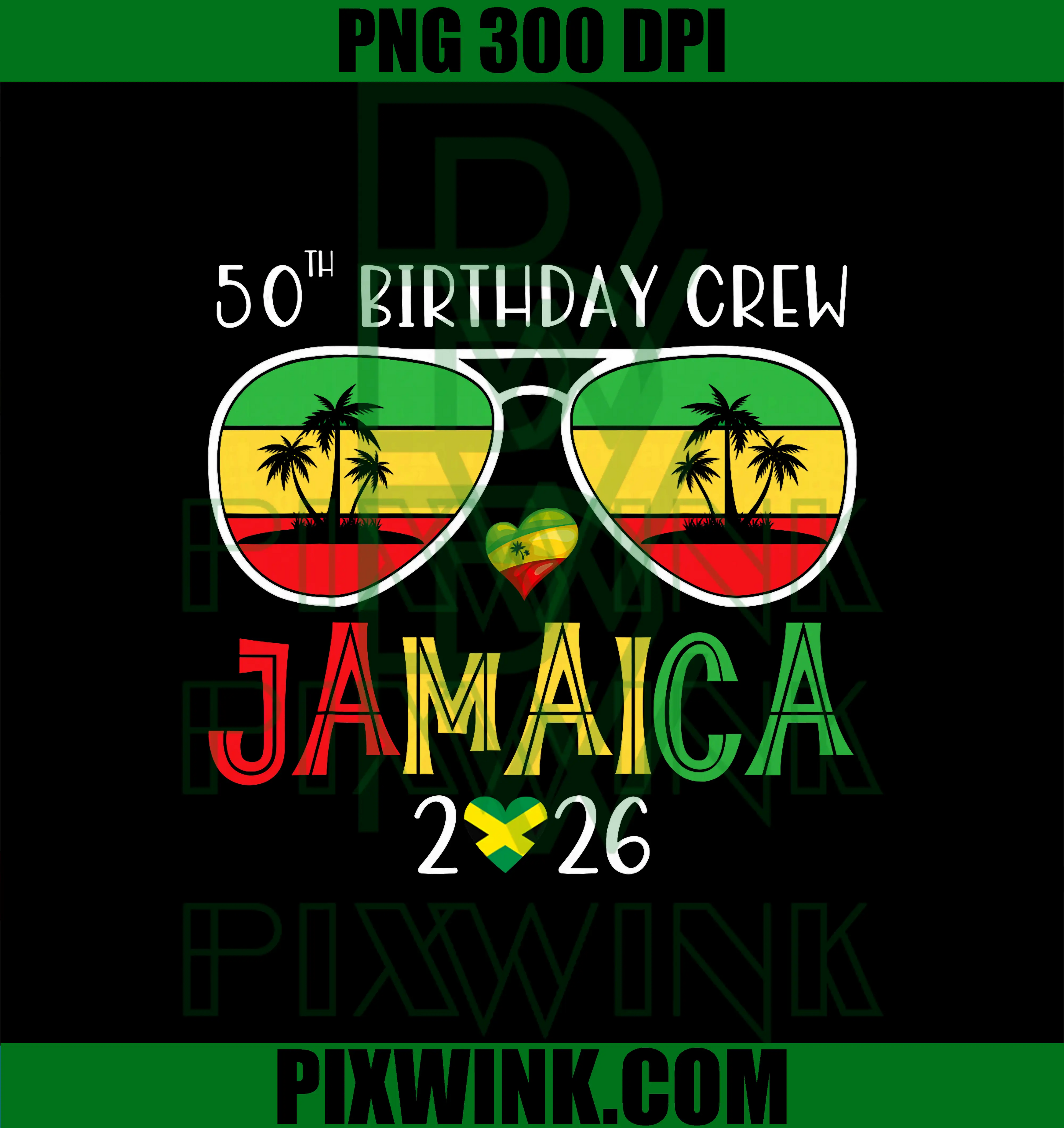 50th Birthday Crew Jamaica 2026 PNG, 50 Years Old Bday Party Trip PNG