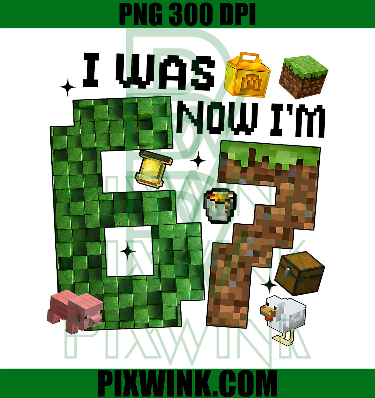 I Was 6 Now Im 7 PNG, Pixel Game Birthday PNG, 7th Birthday Boy PNG