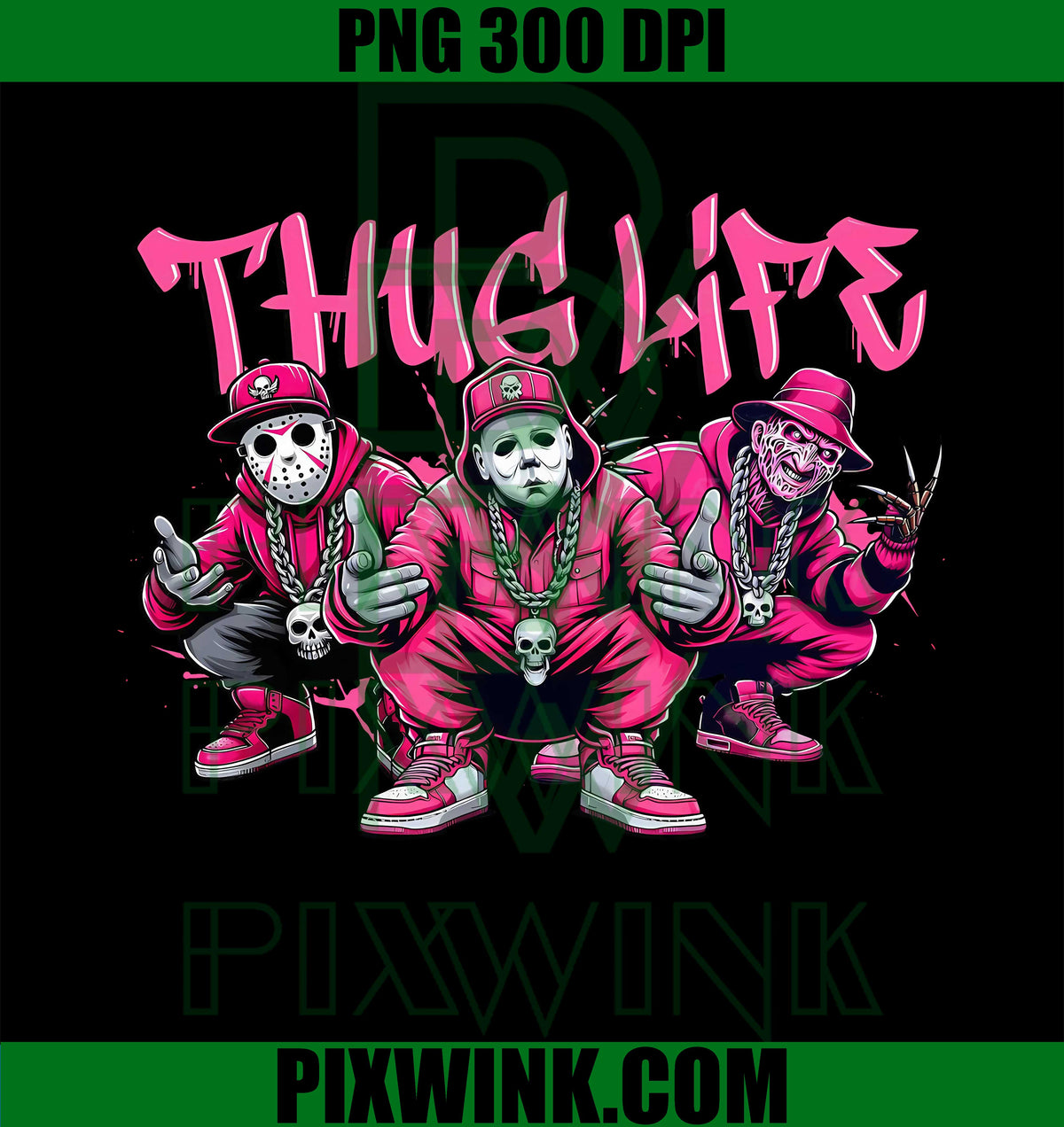 Pink Horror PNG, Thug Life Villains PNG, Movie Slasher Art PNG