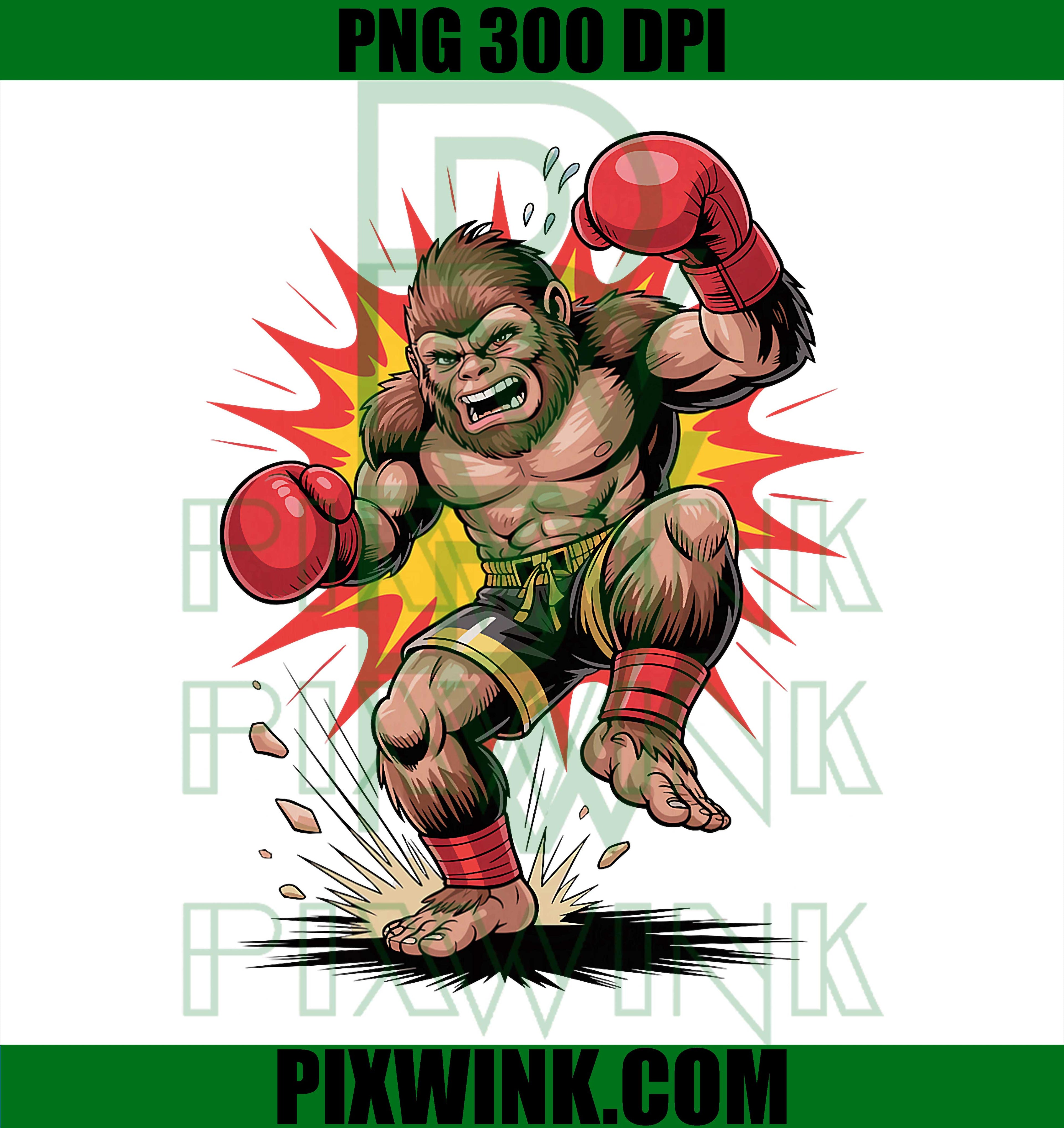 Gorilla Boxing Champion PNG, Retro Arcade Fighting Ape PNG