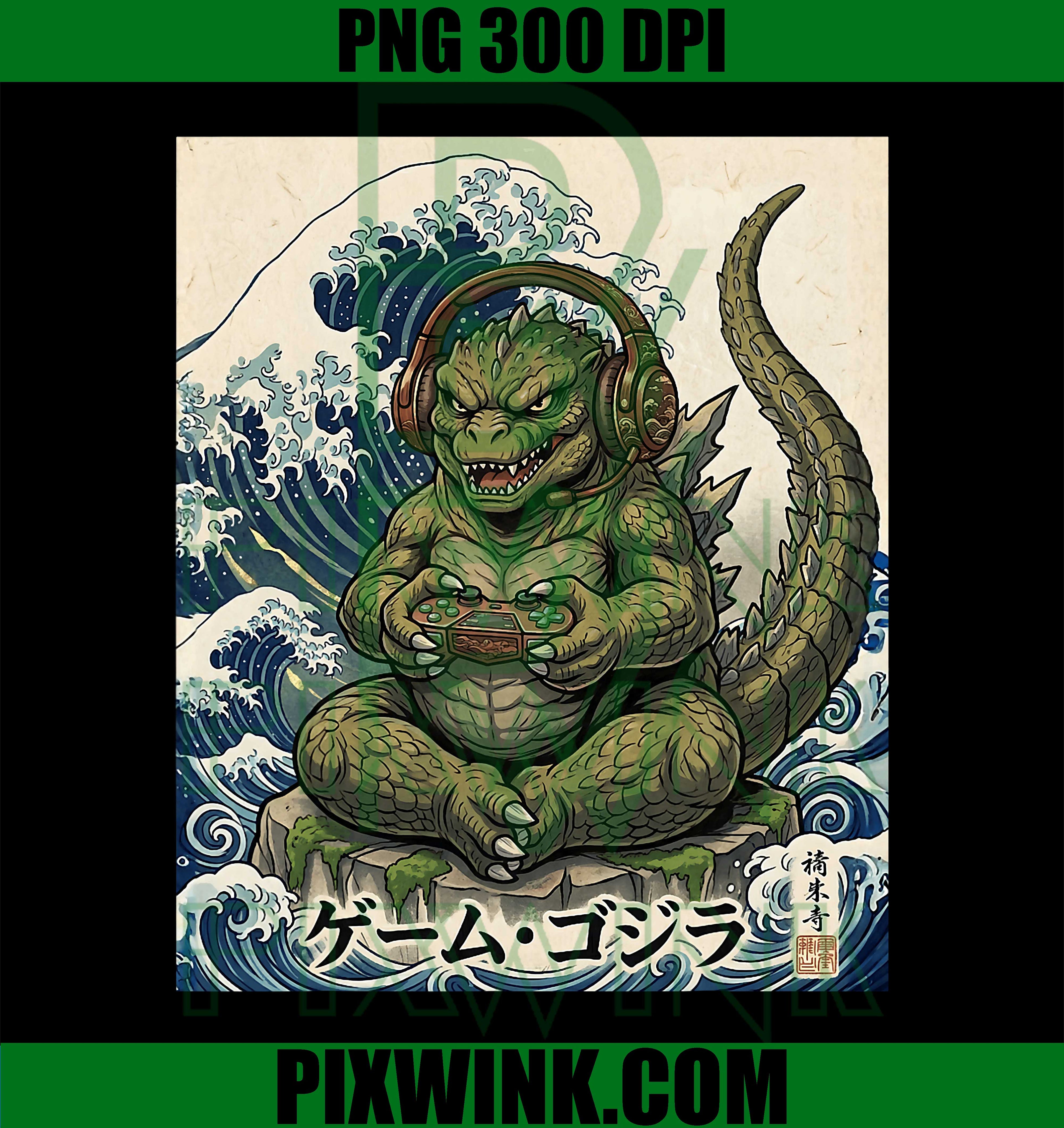 Kaiju Gamer Giant Monster PNG, Japanese Video Game Retro Design PNG