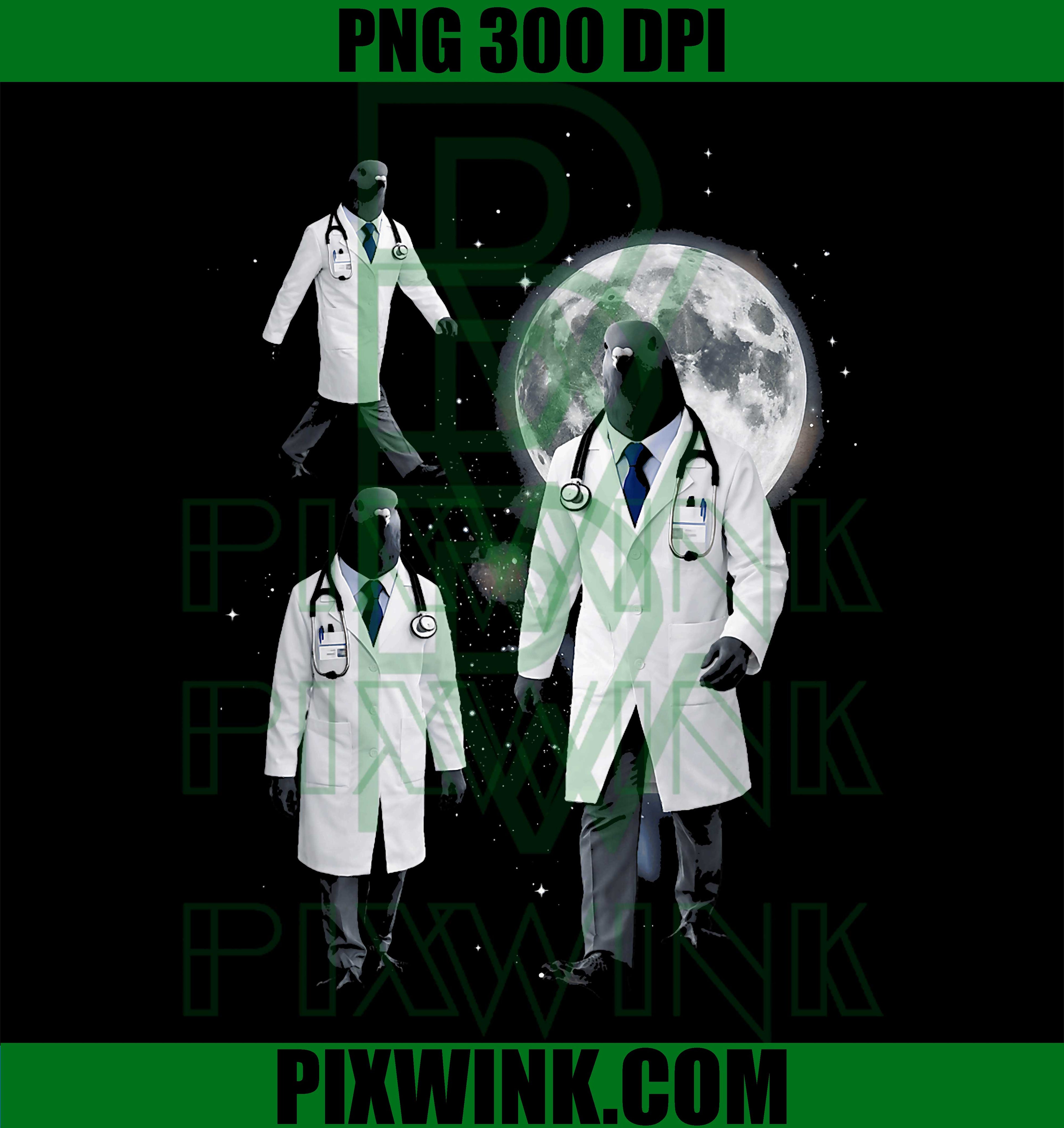 Pigeon Doctor PNG, Surreal Space Medic PNG, Cosmic Art PNG