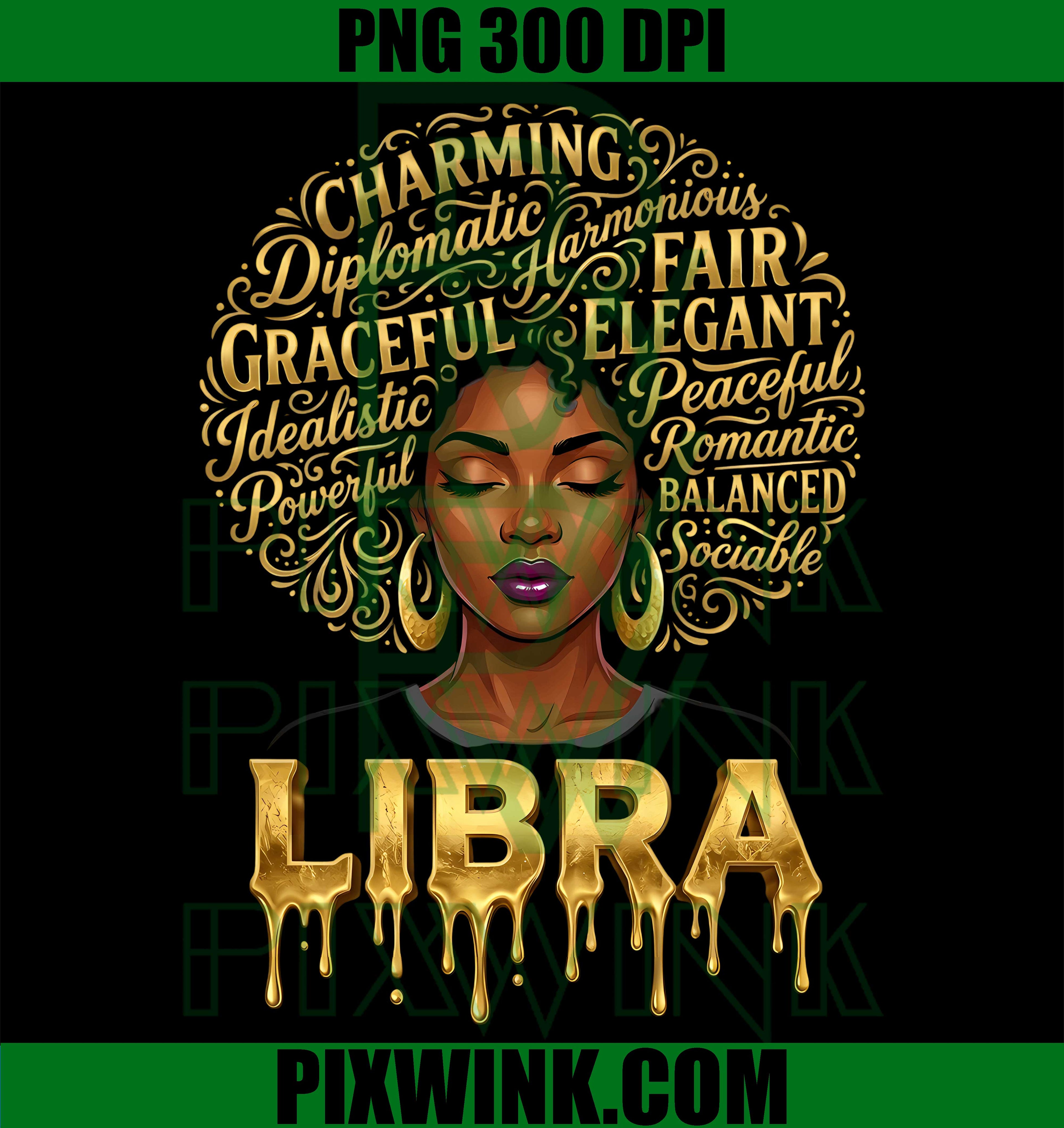 Black Woman Afro Libra PNG, Zodiac Sign Astrology Typography PNG
