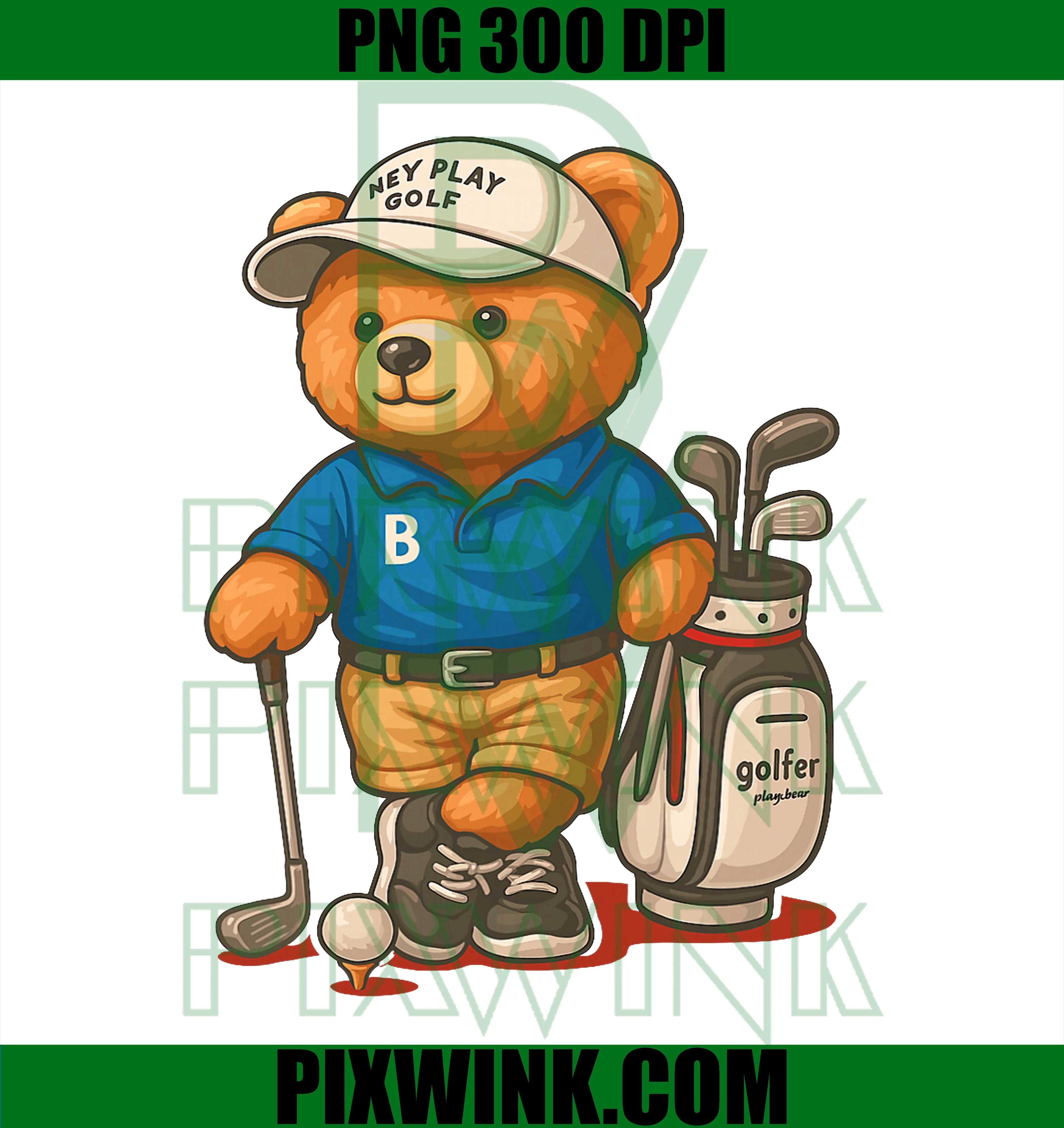 Funny Golf Accessories, Golf Theme Teddy Bear PNG