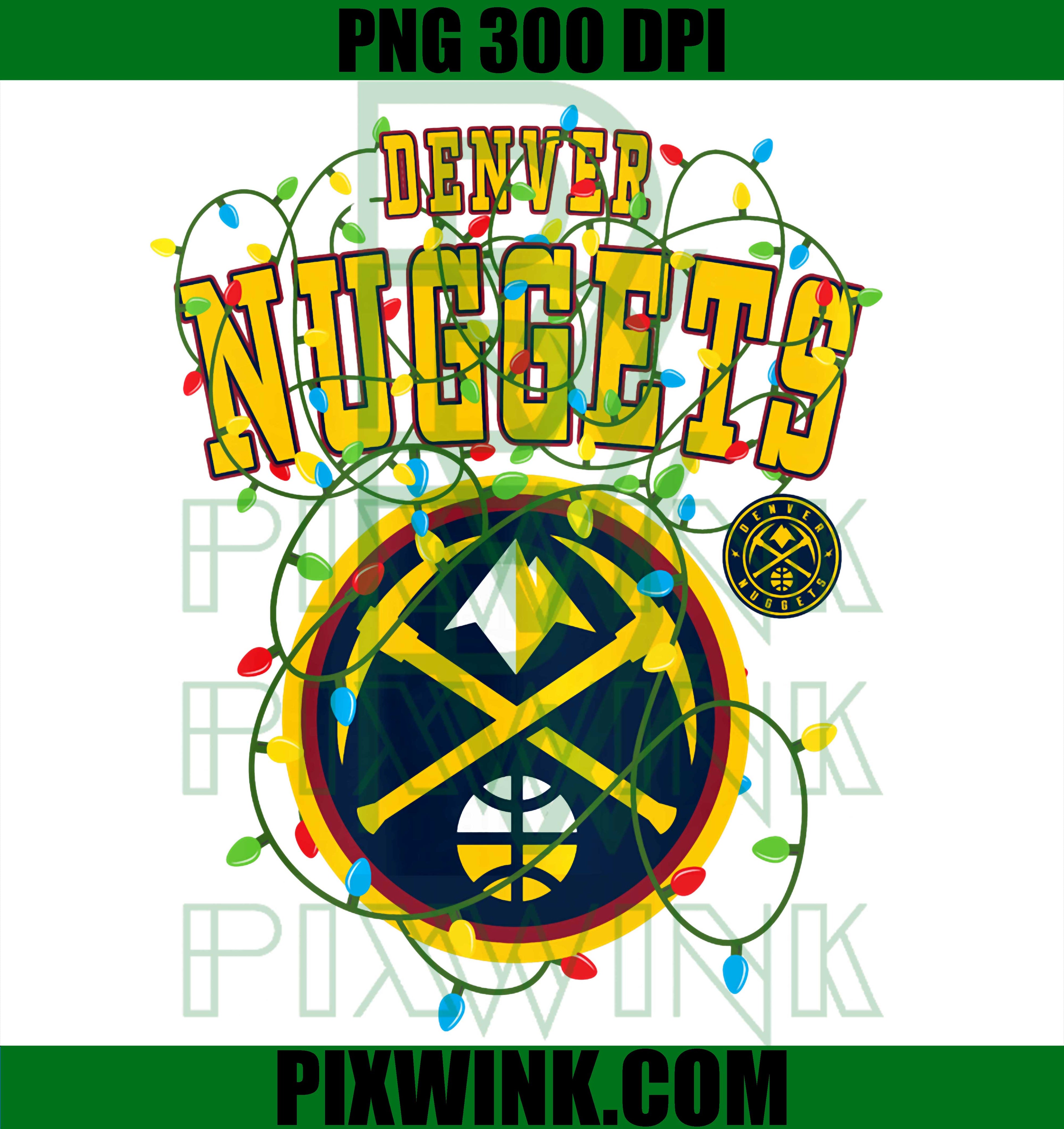 Denver Nuggets Christmas Lights PNG, NBA Holiday Lights Basketball PNG