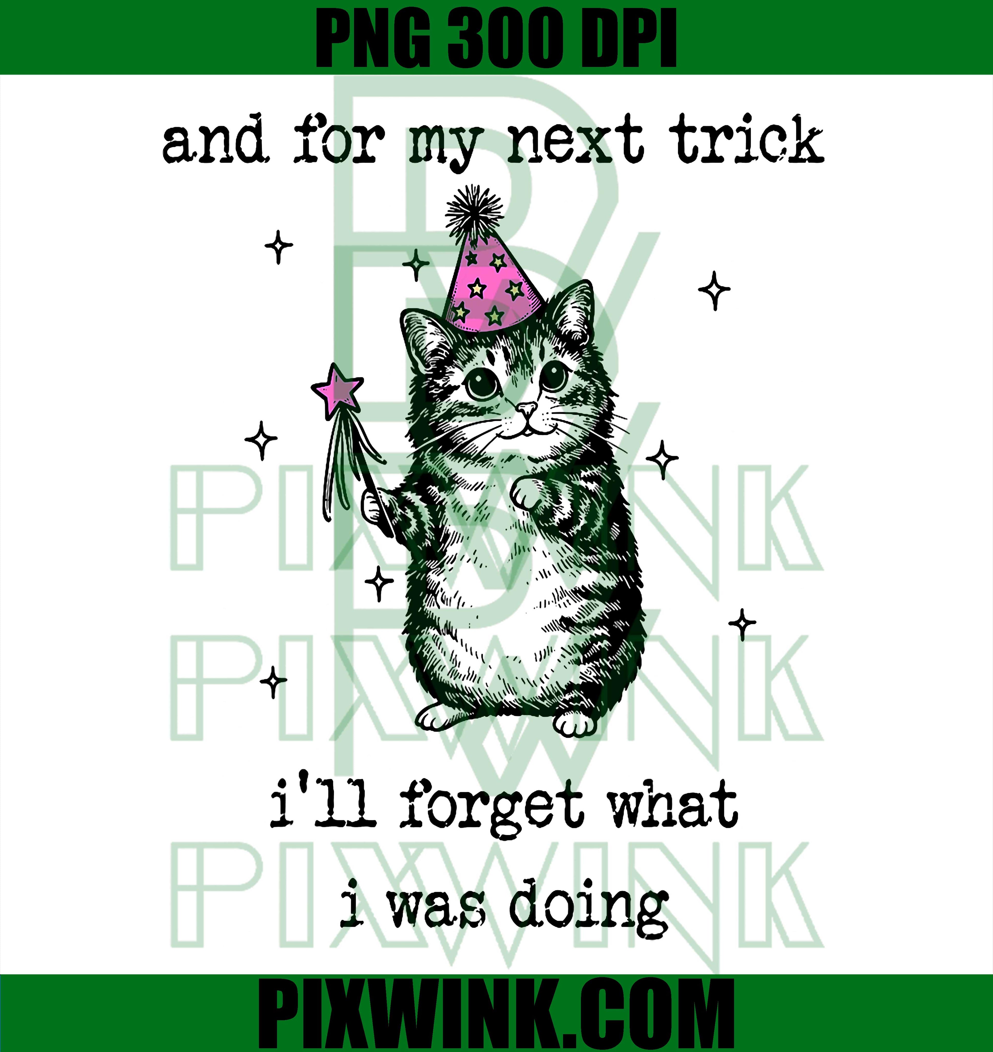 Funny Forgetful Cat PNG, Next Trick Cat Meme PNG