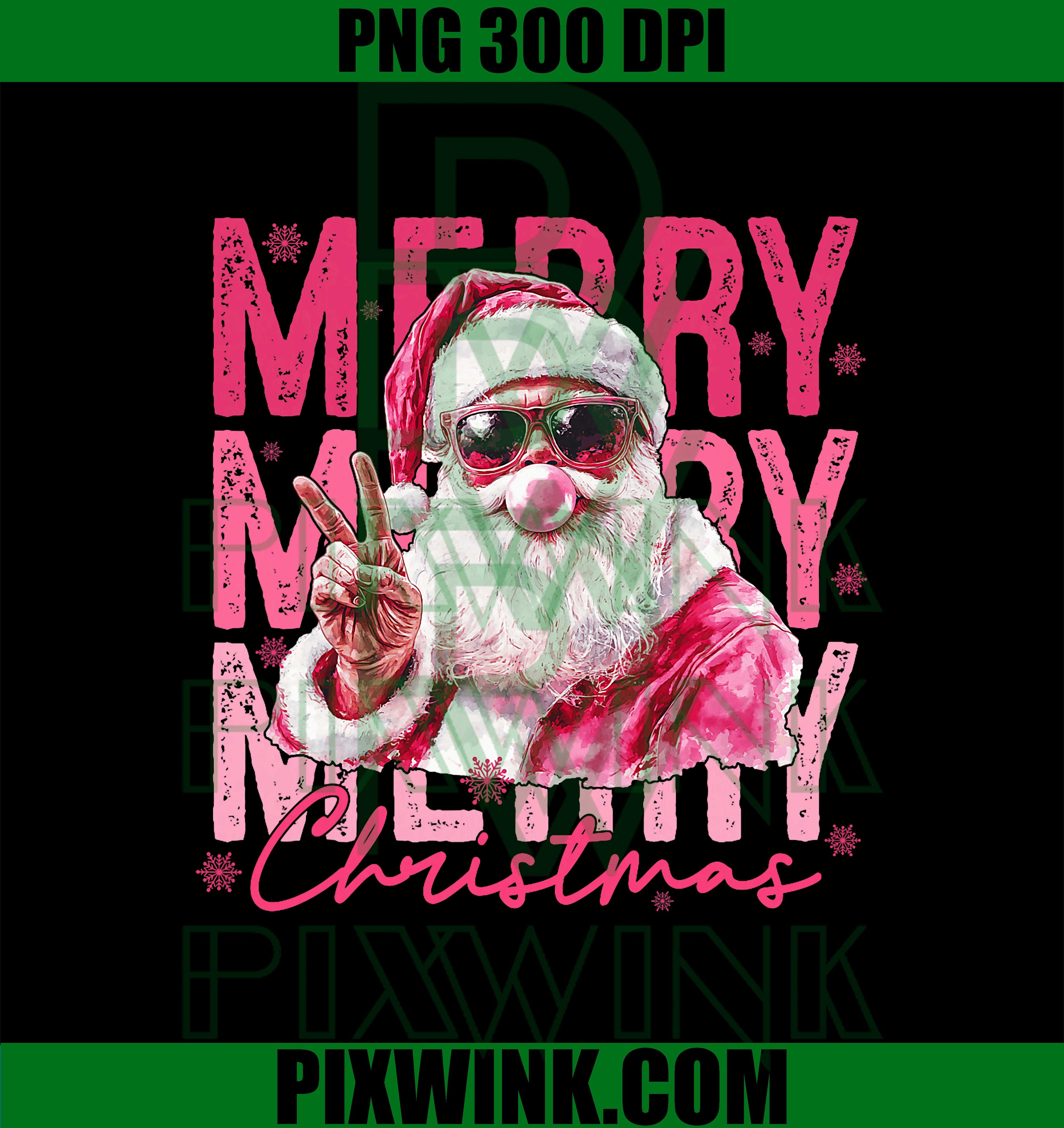 Santa Merry Christmas Peace Bubblegum PNG