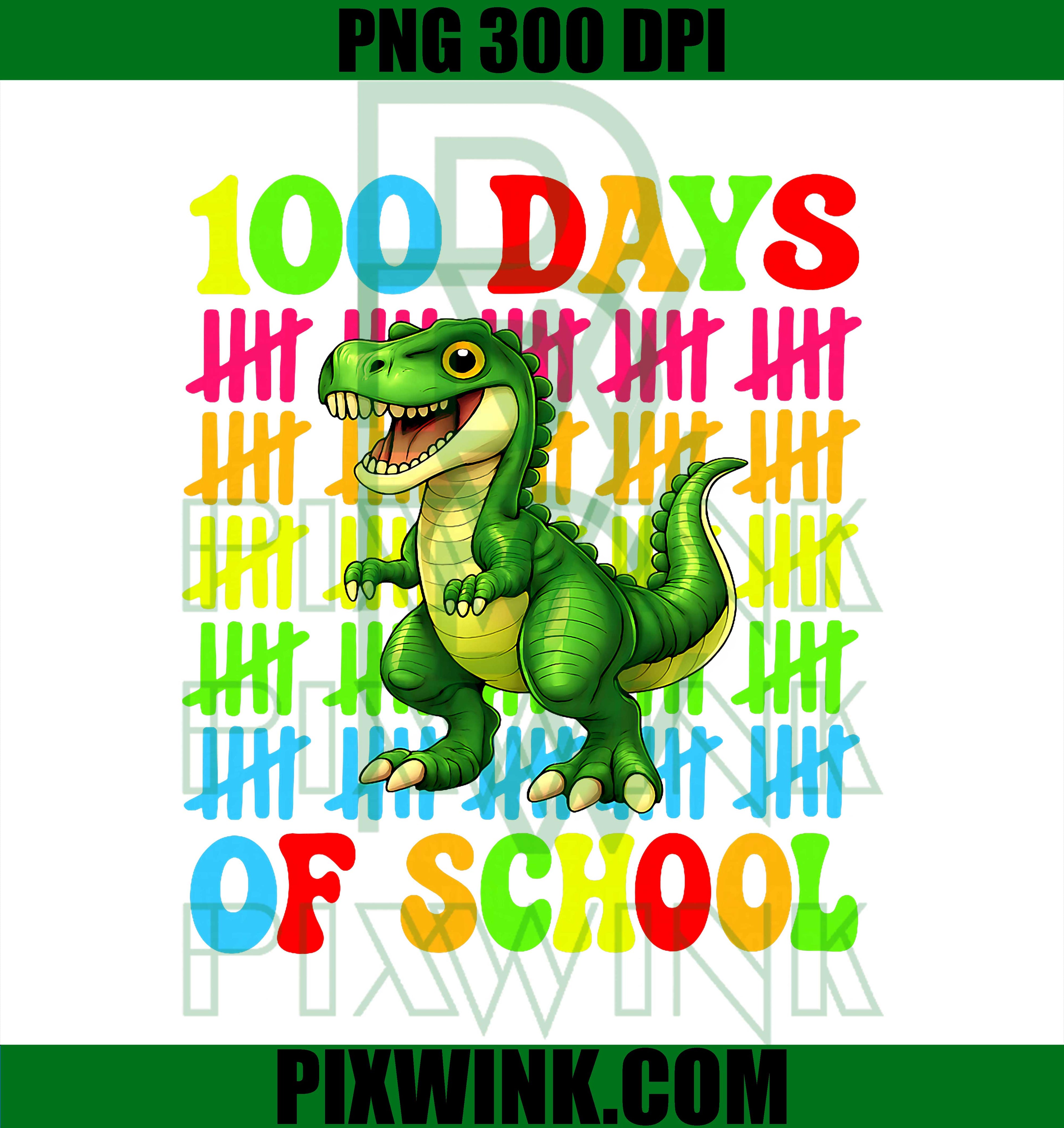 100 Days of School PNG, 100th Day Dinosaur PNG