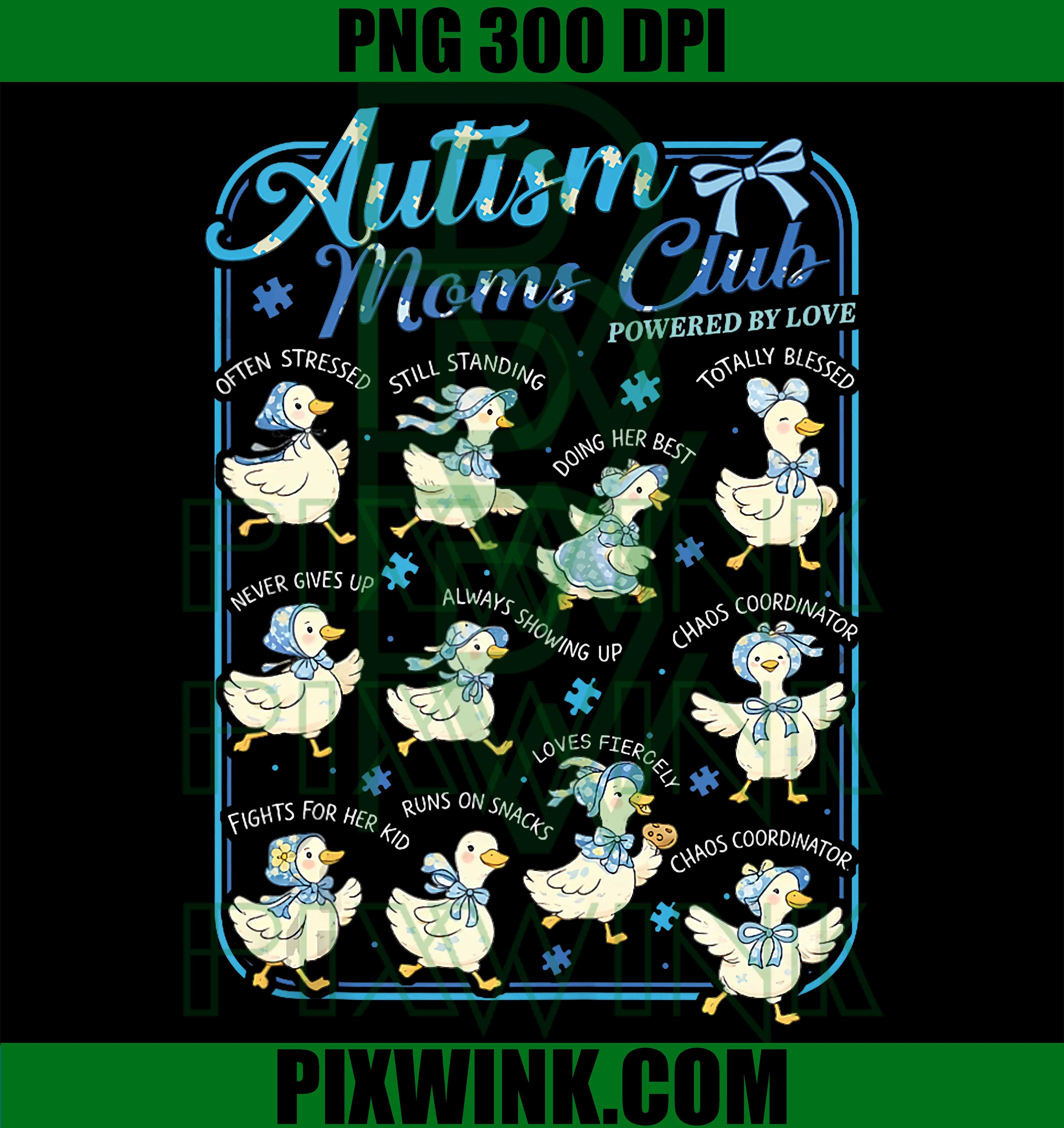 Coquette Autism Moms Club PNG, Mama Goose Sped Teacher Design PNG