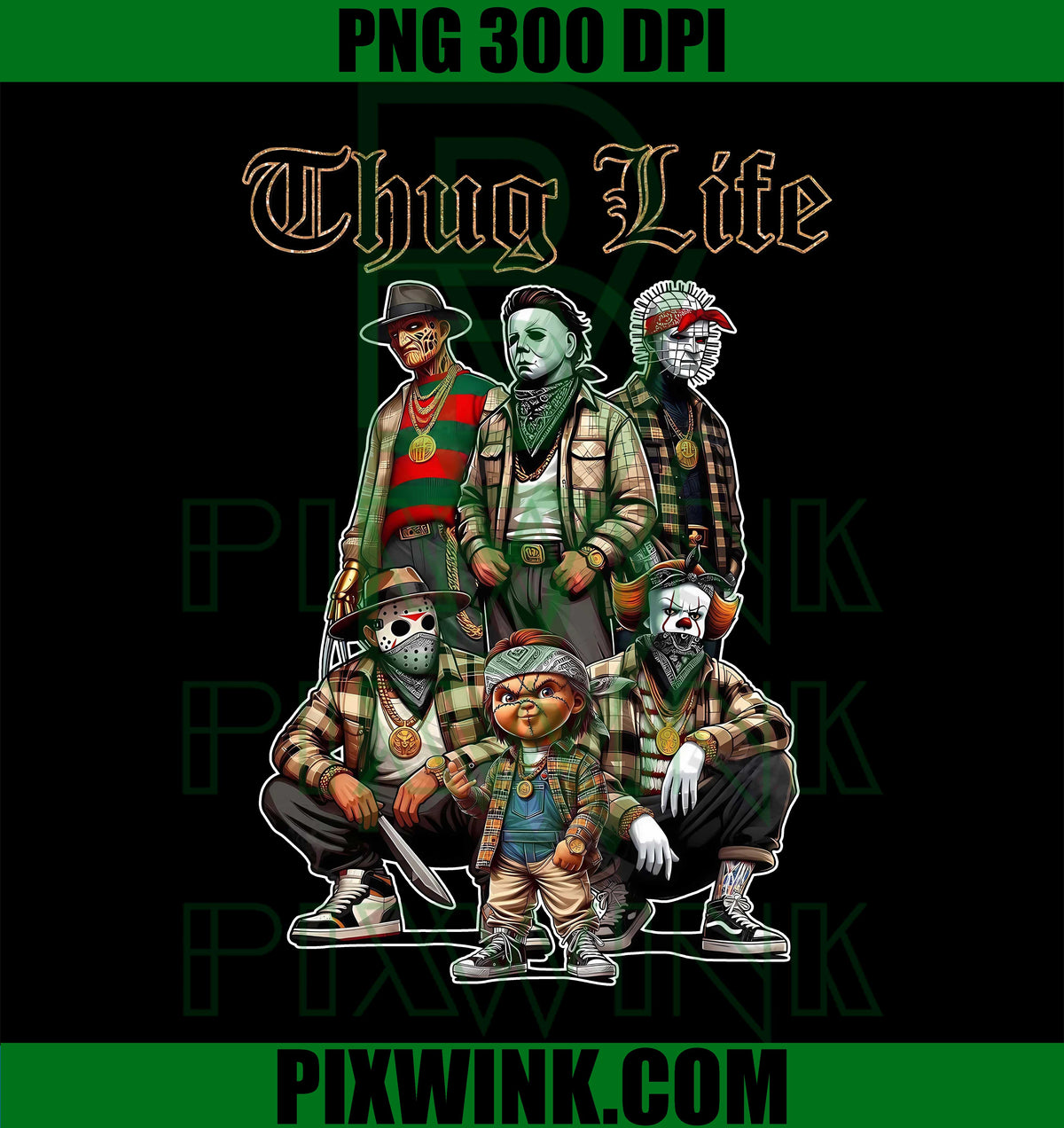 Horror Villains PNG, Thug Life Mashup PNG, Slasher Movie Art PNG