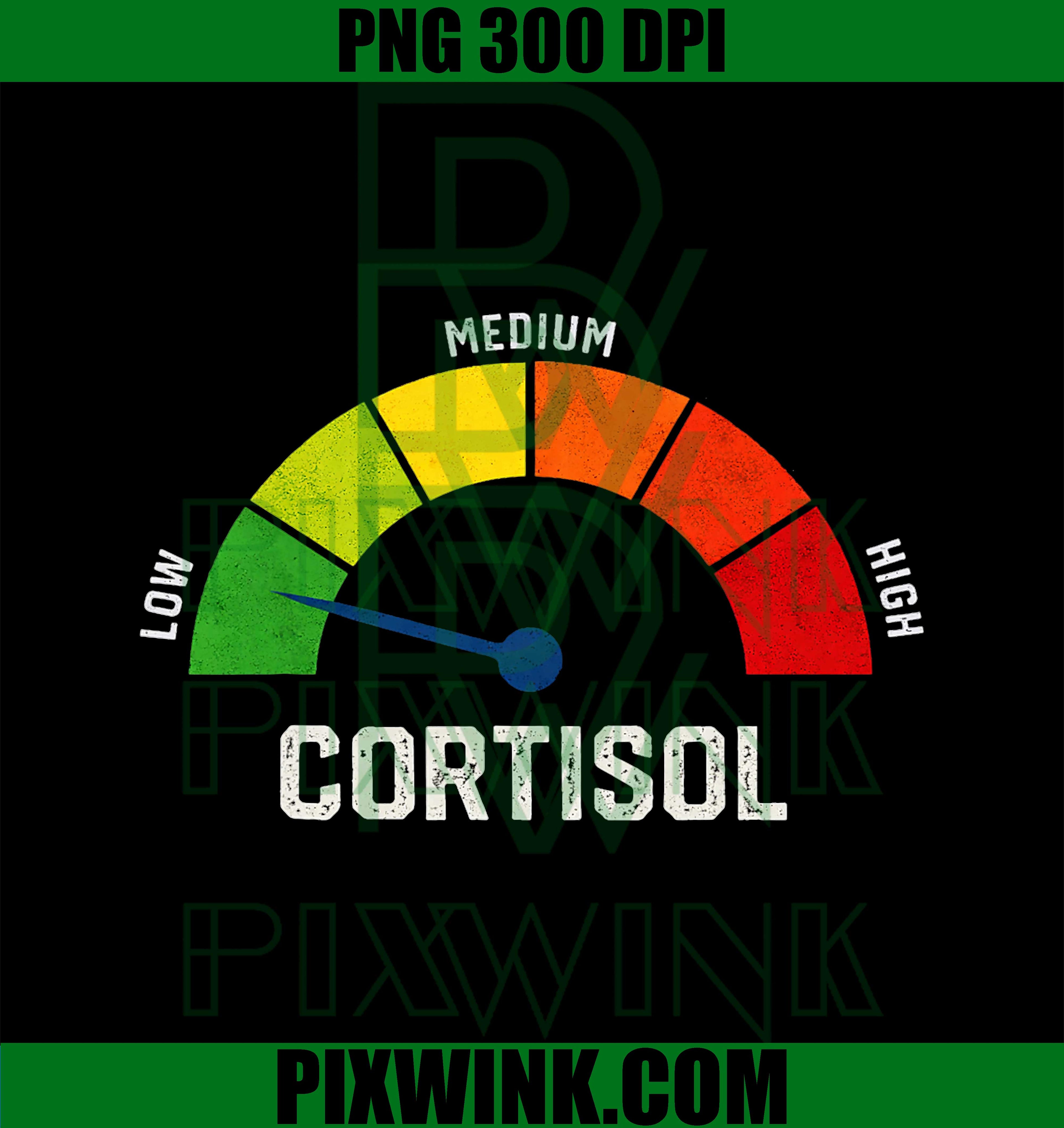 Low Cortisol Levels PNG, Funny Stress Meter Meme PNG, Hormone Humor Graphic Design PNG