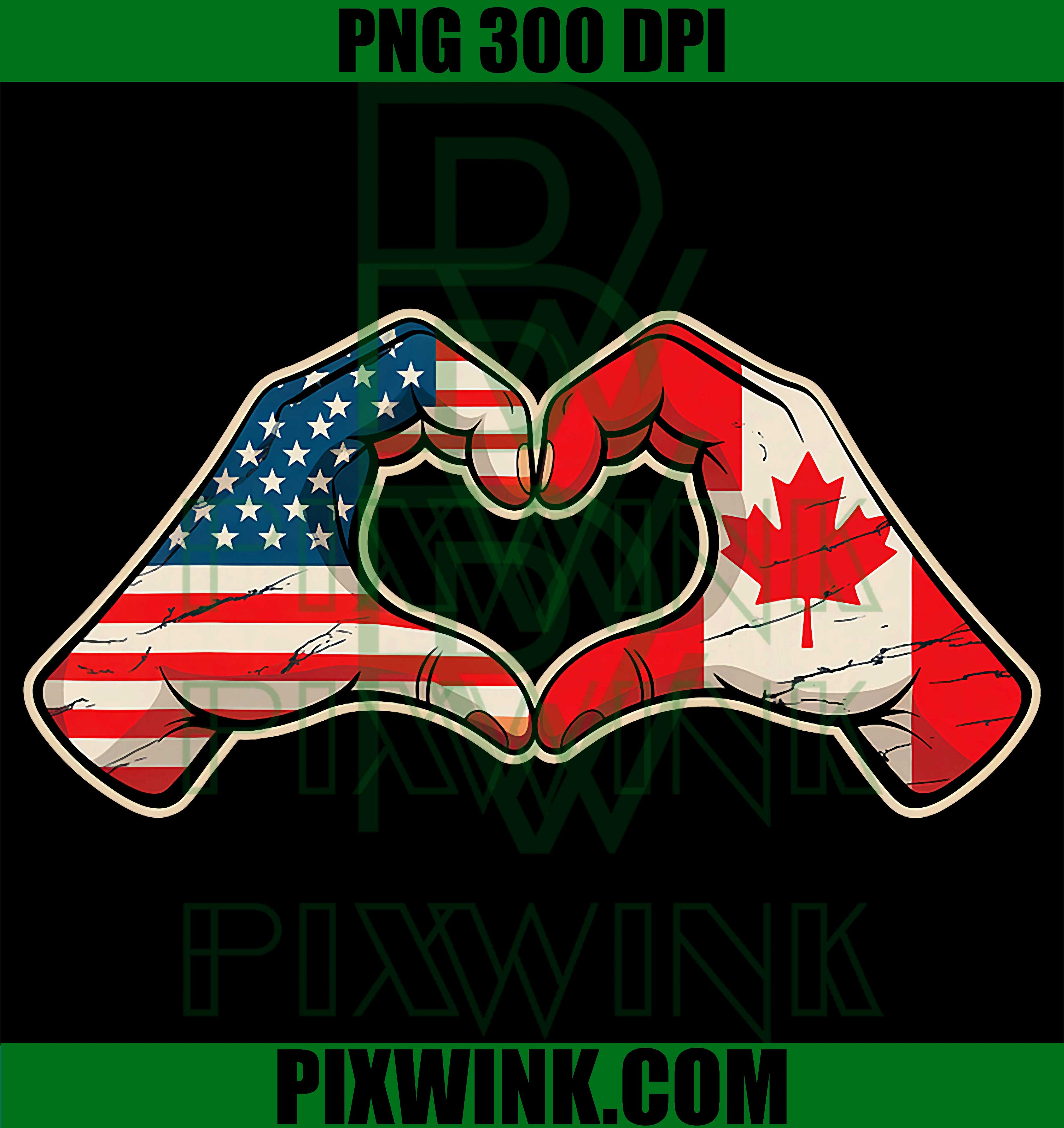 Half Canadian Half American PNG, Canada USA Flag Heart Graphic PNG