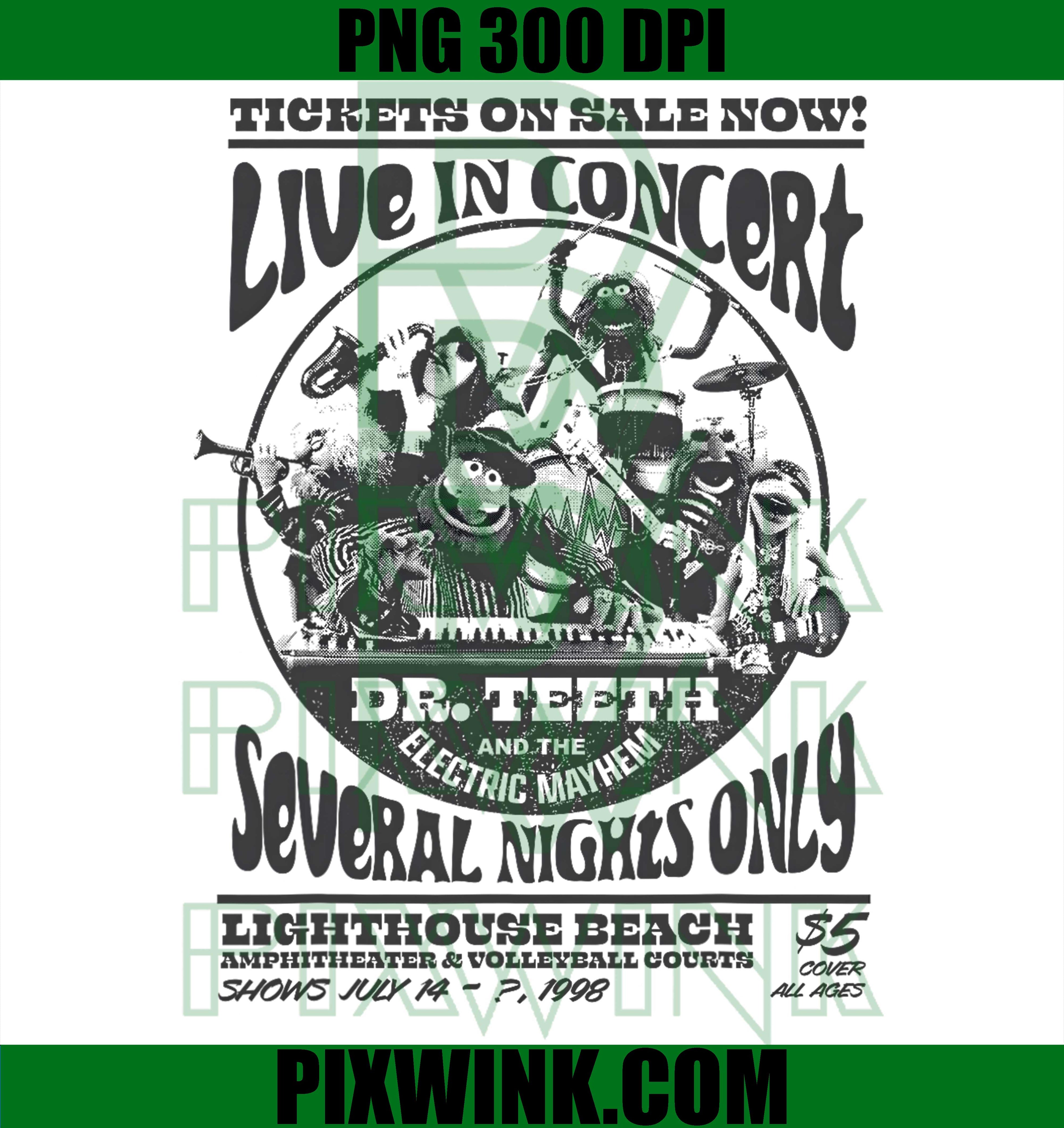 Dr Teeth Electric Mayhem PNG, Muppets Live Band Graphic PNG