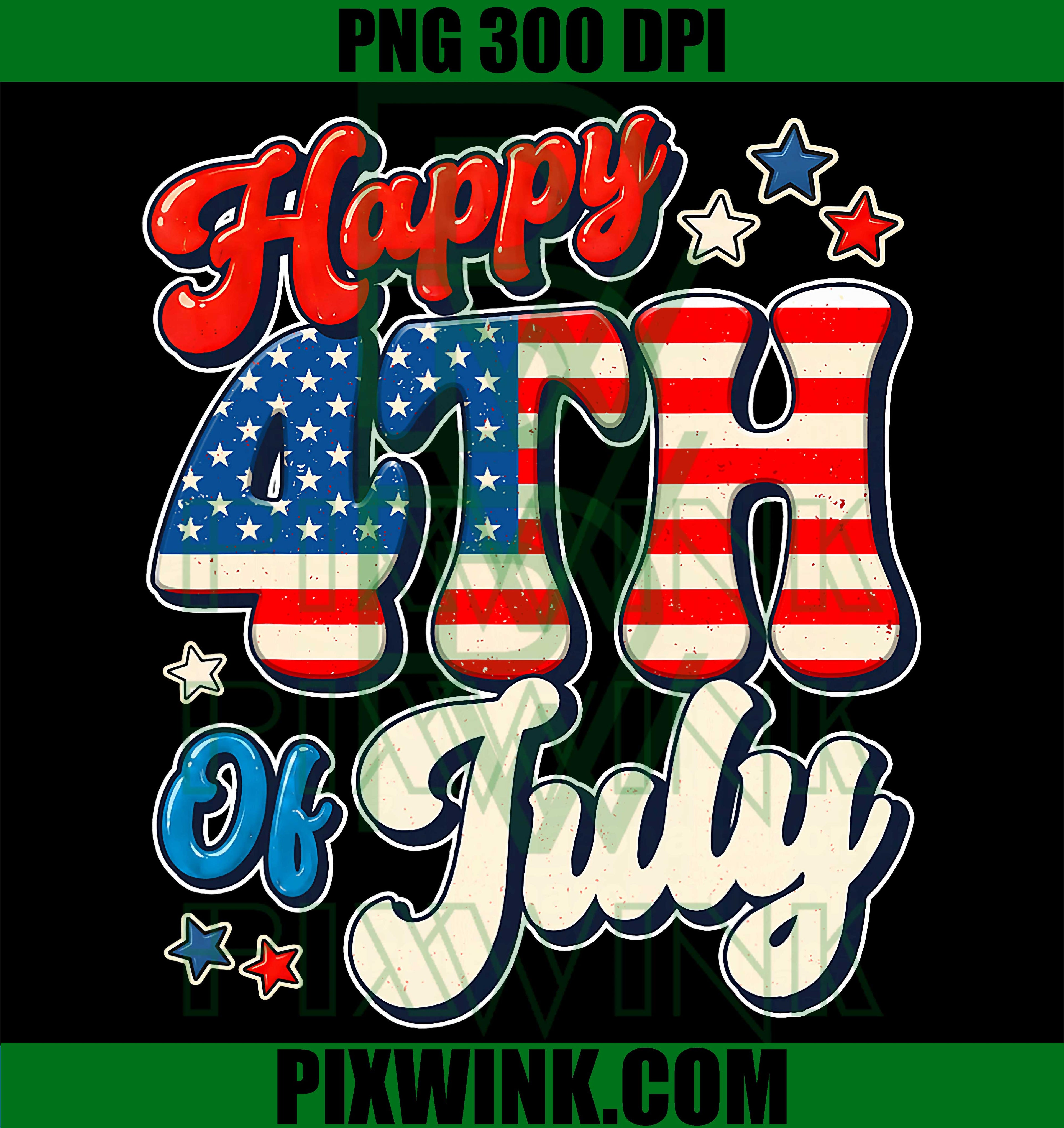 Happy 4th Of July American Flag PNG, Patriotic Men Women Kids PNG