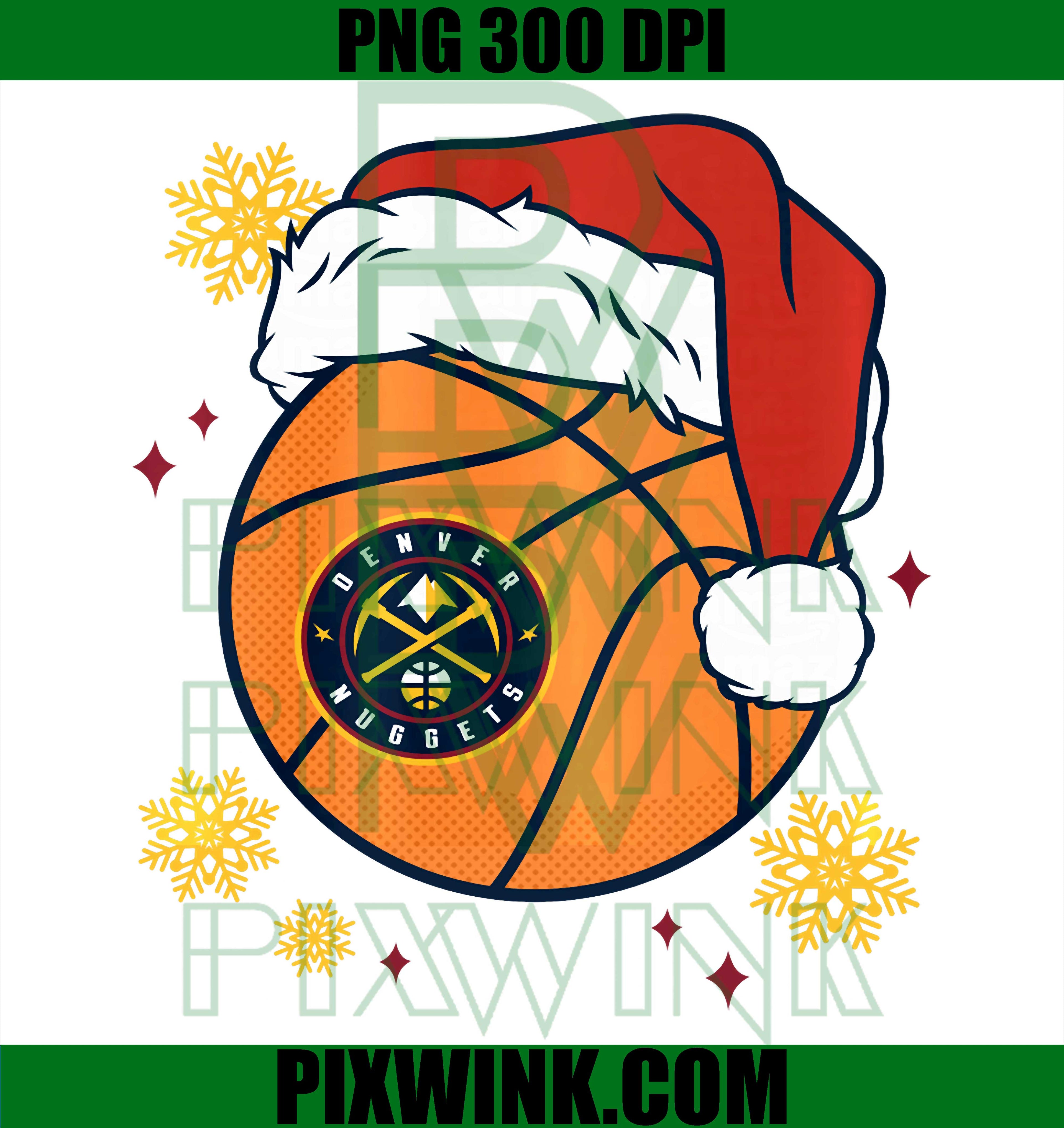 Denver Nuggets Santa Hat Basketball PNG, NBA Christmas Holiday Logo PNG