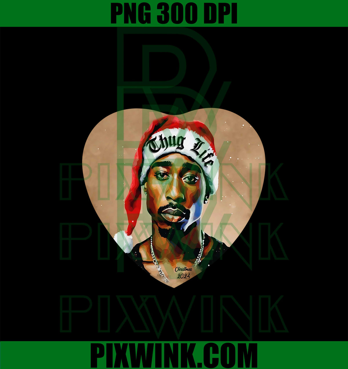 Tupac Christmas PNG, Thug Life Santa PNG, Hip Hop Holiday Art PNG