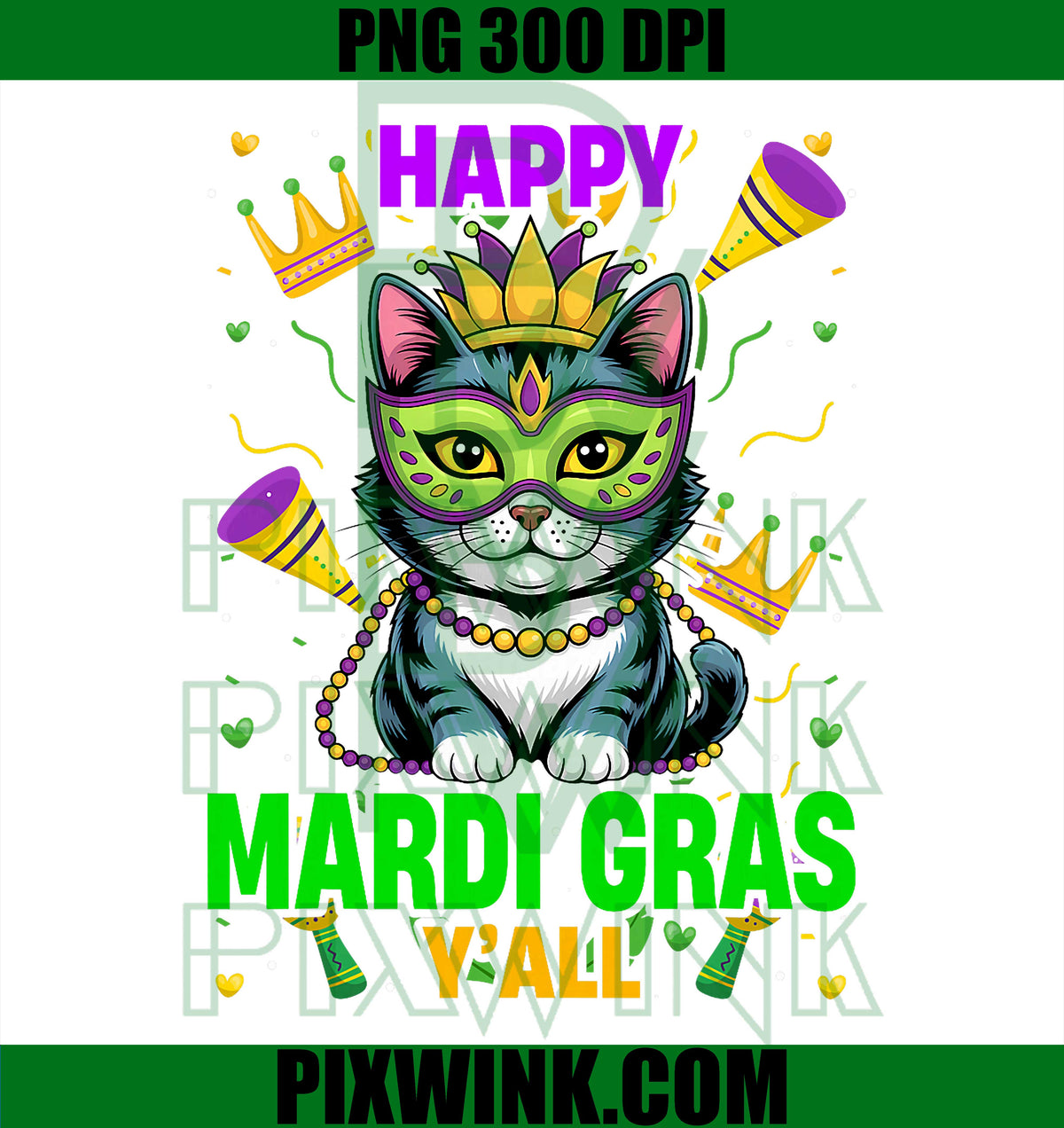 Happy Mardi Gras All Festival Cat Kitten Pet PNG