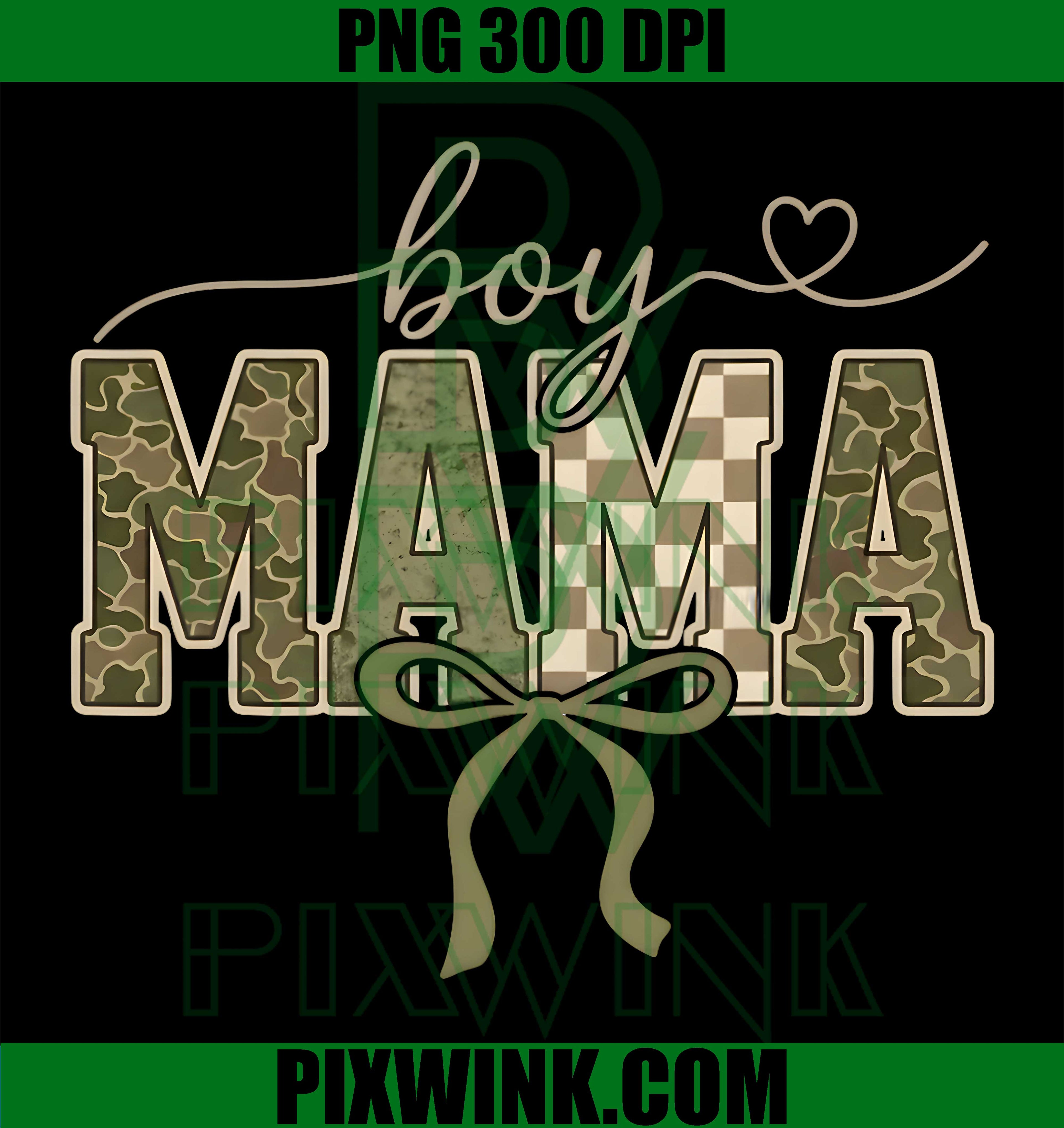 Boy Mama Camo Checkered PNG, Coquette Bow Mothers Day Graphic PNG
