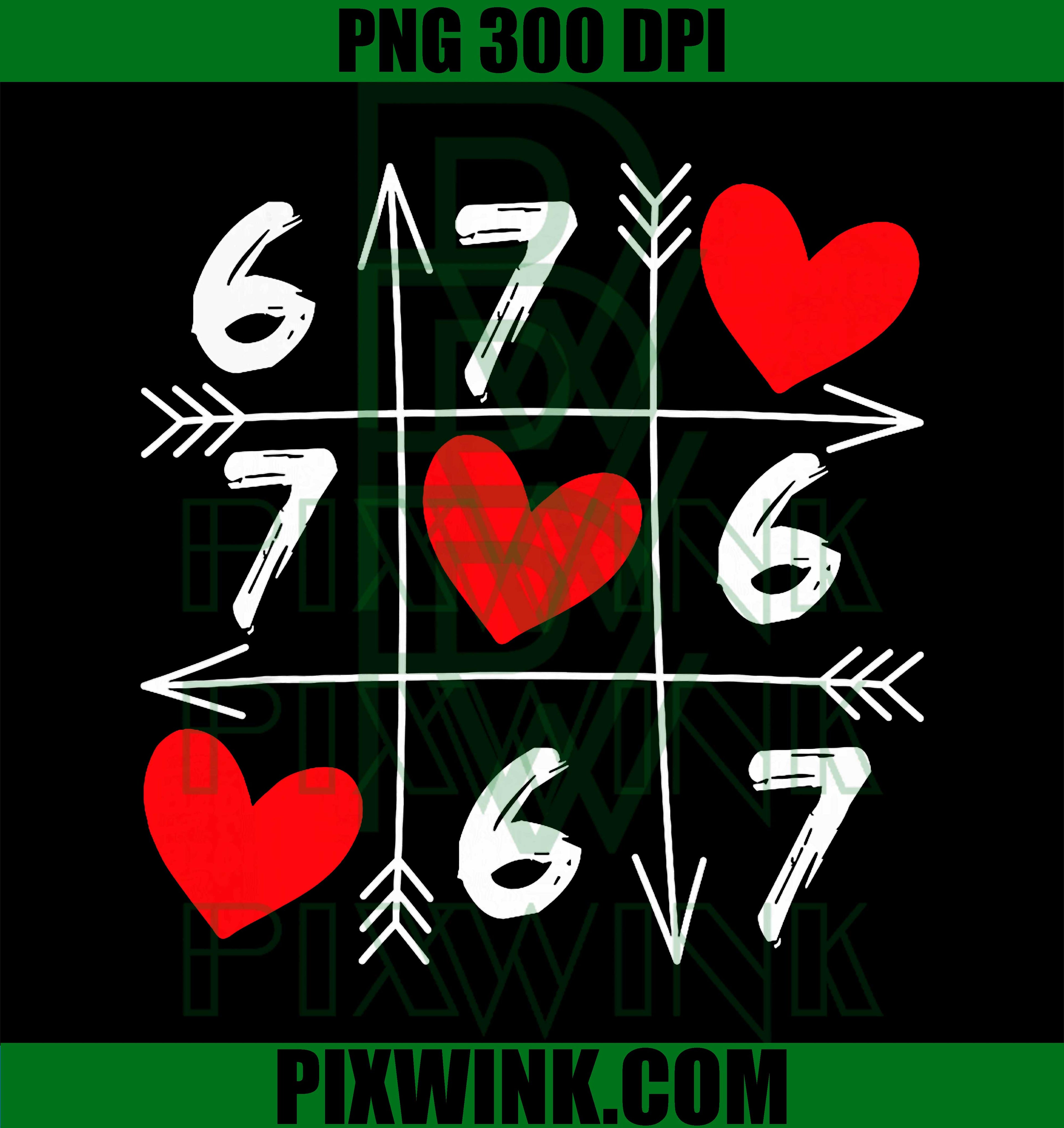 Six Seven 67 Meme, 6 7 Valentines Day Heart PNG