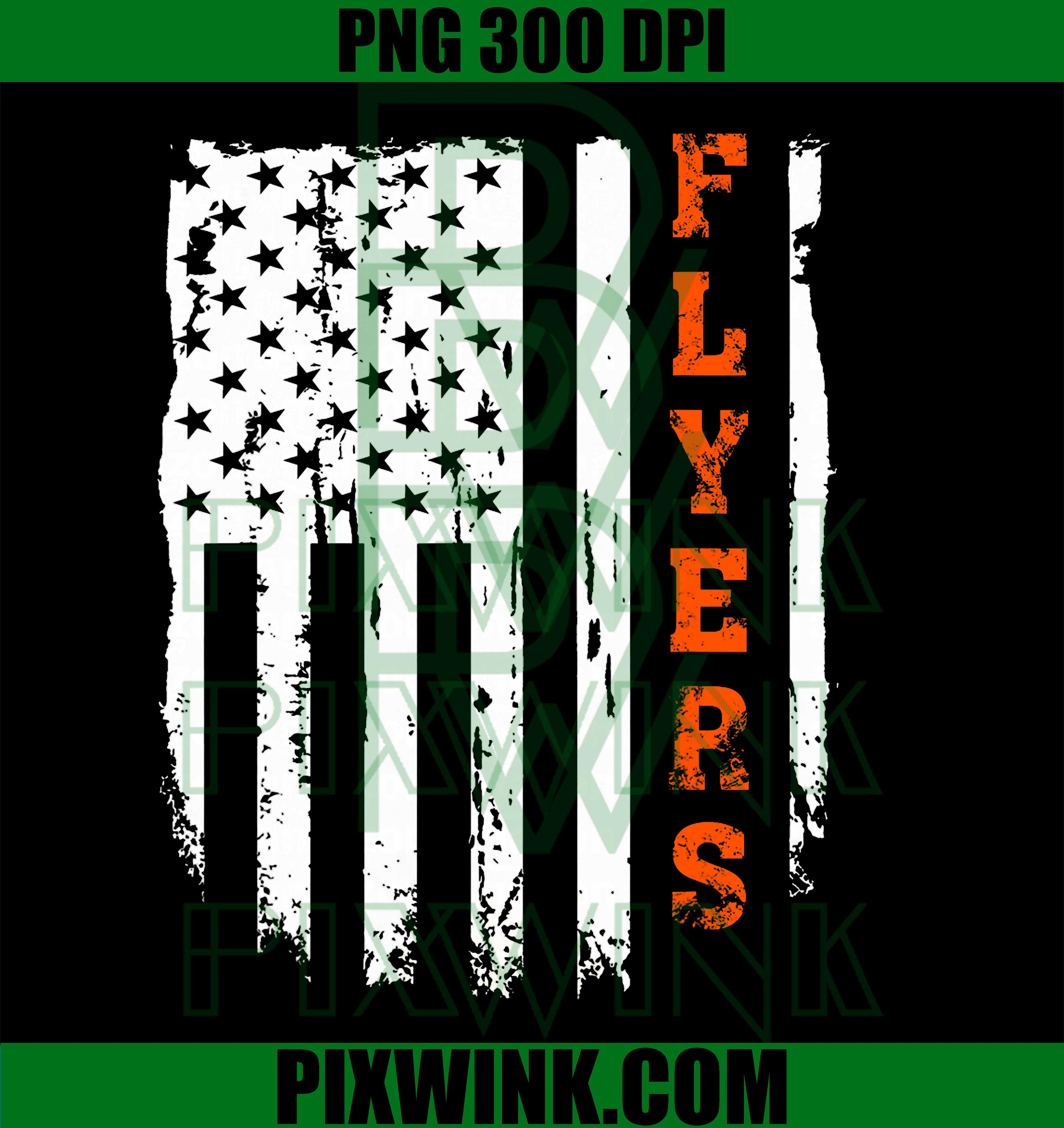 Flyers USA Flag PNG, Vintage Flyers PNG Patriotic Sports Style Design