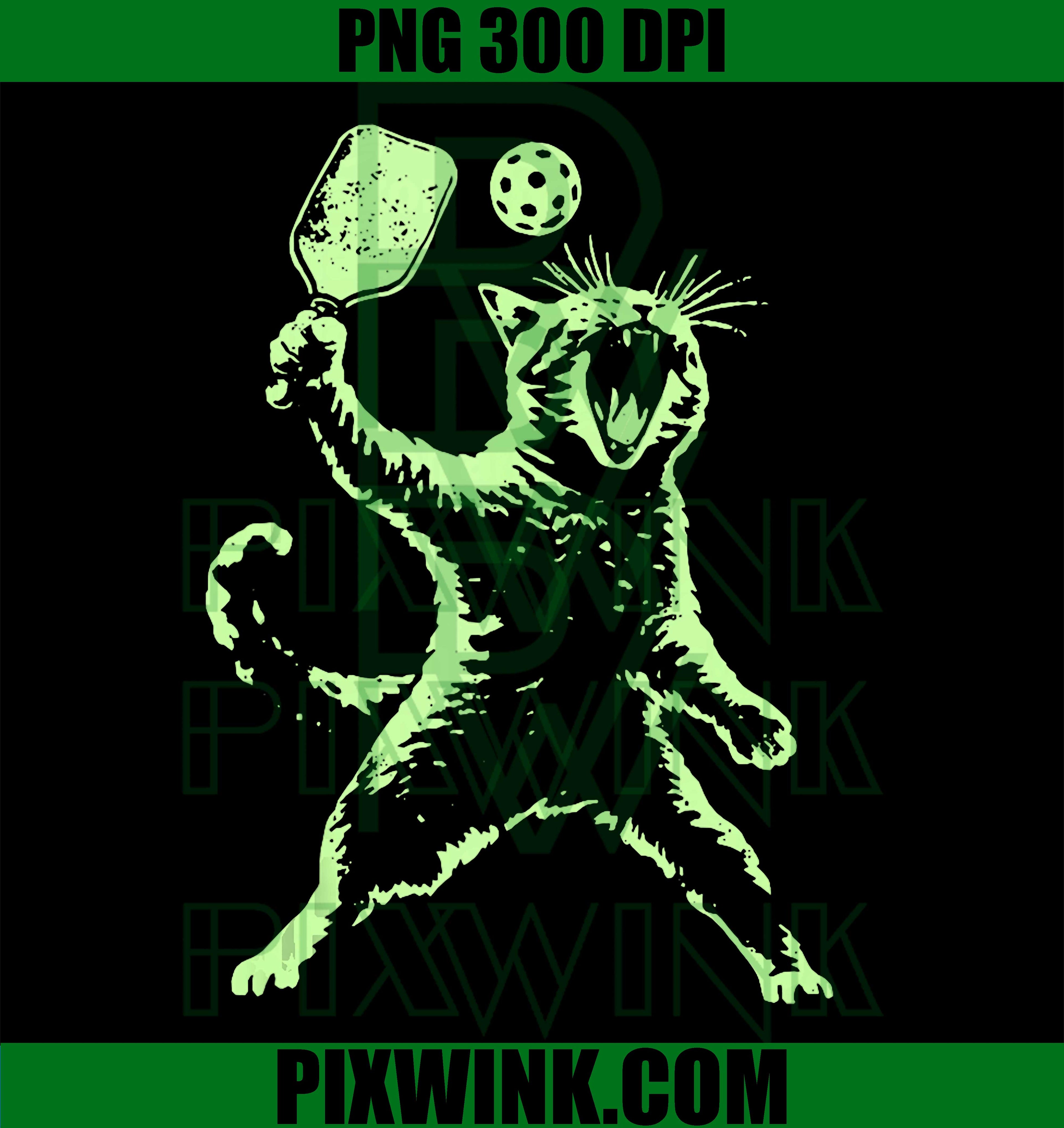 Cat Pickleball PNG, Funny Sports Cat PNG, Tennis Paddle Animal PNG