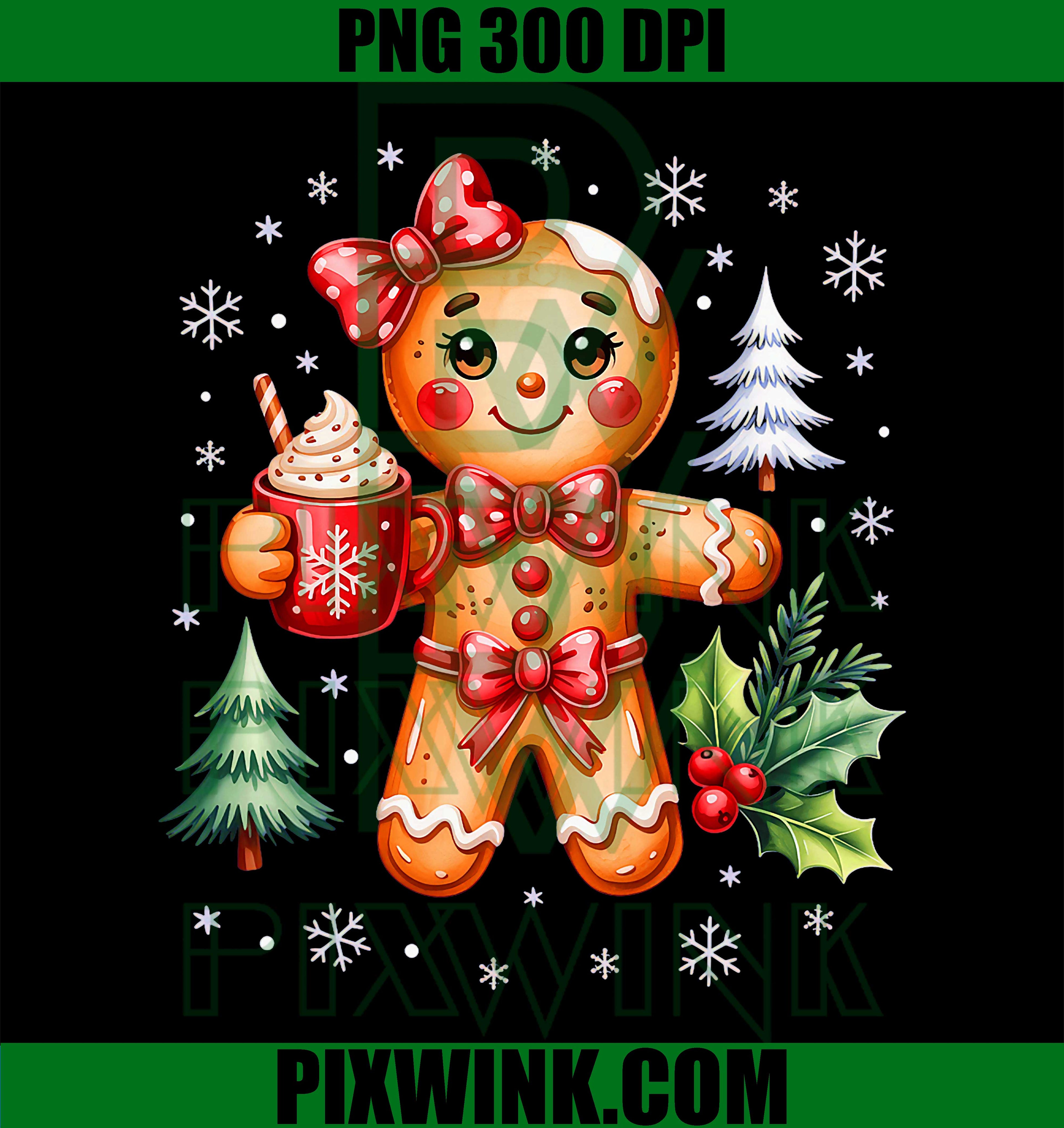 Cute Gingerbread Christmas Snow PNG