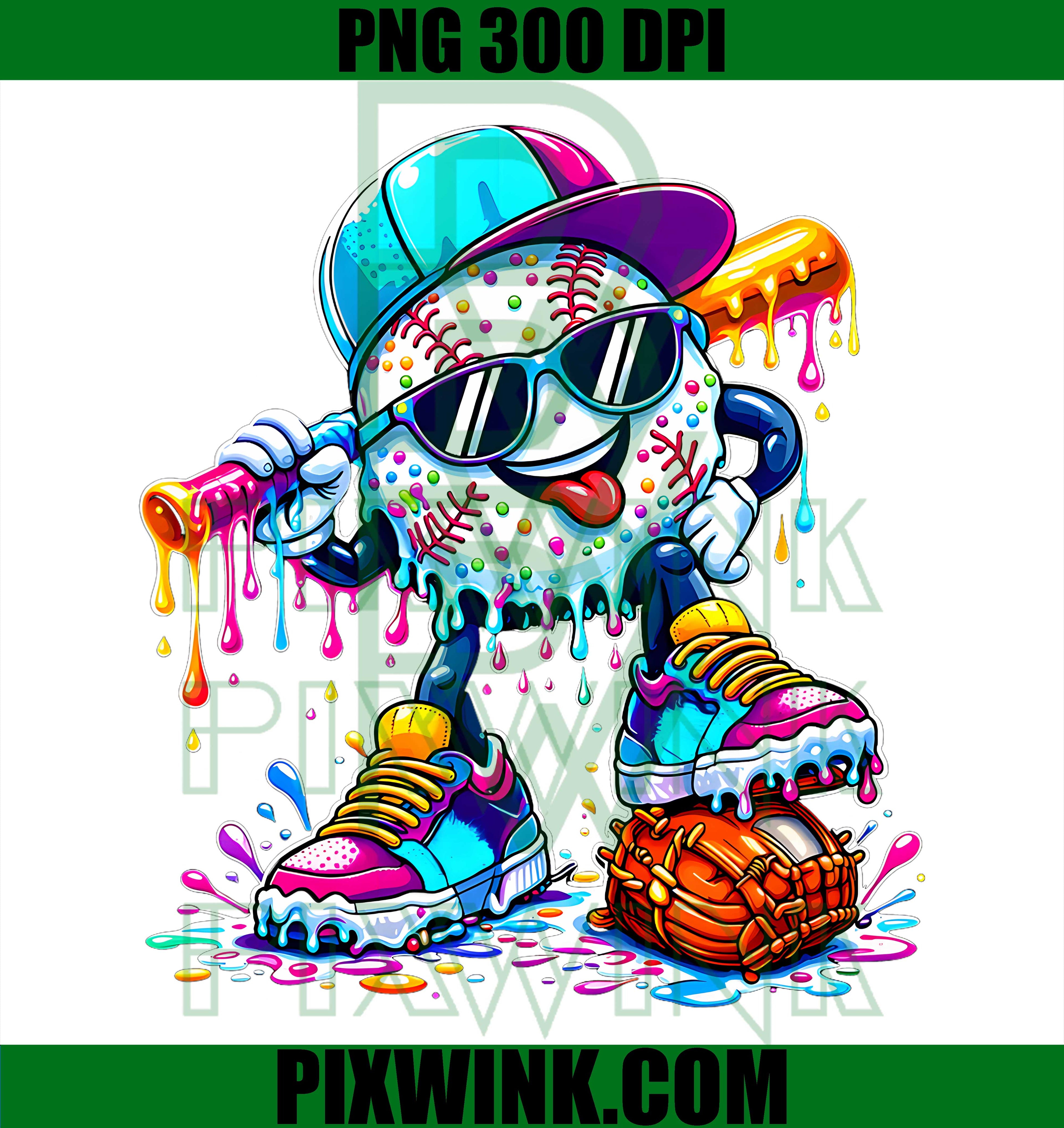 Dripping Ice Cream Baseball Drip PNG,Summer Baseball Ice Cream PNG
