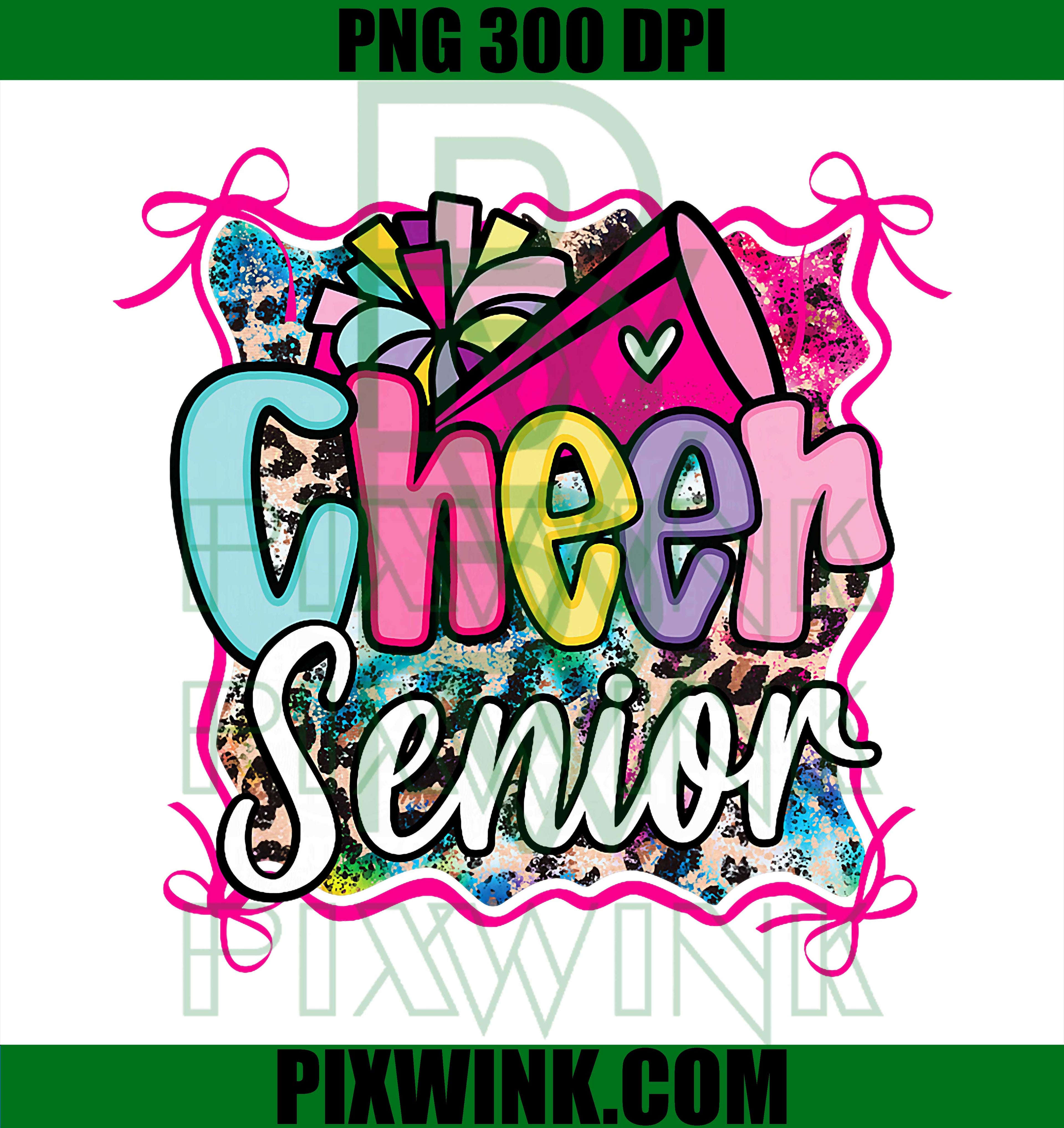 Rainbow Coquette Bow Cheer, Senior Cheerleader 2026 Graduate PNG Design