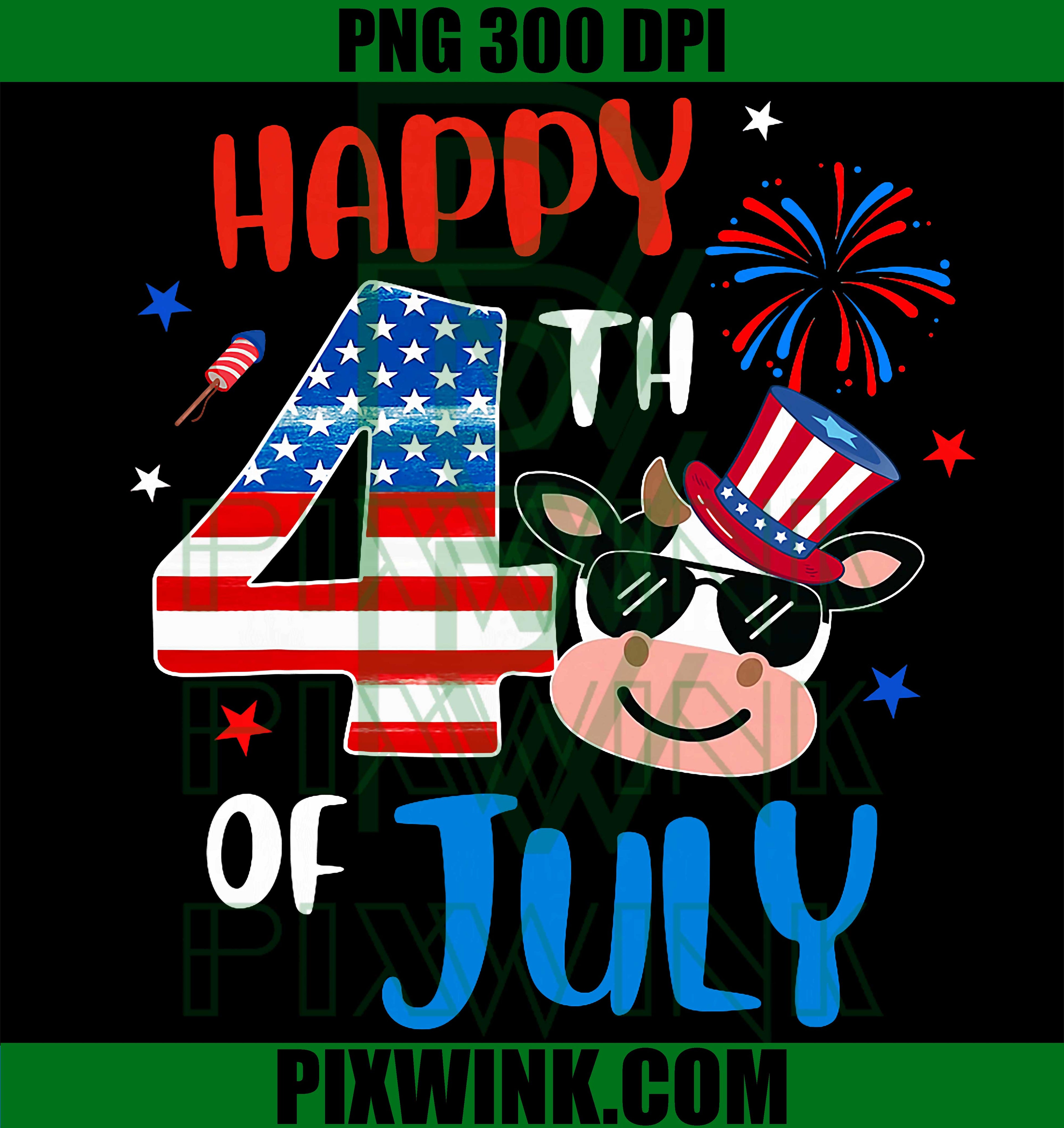 Happy 4th Of July Cow Farm PNG, Patriotic Farmer Independence Day PNG