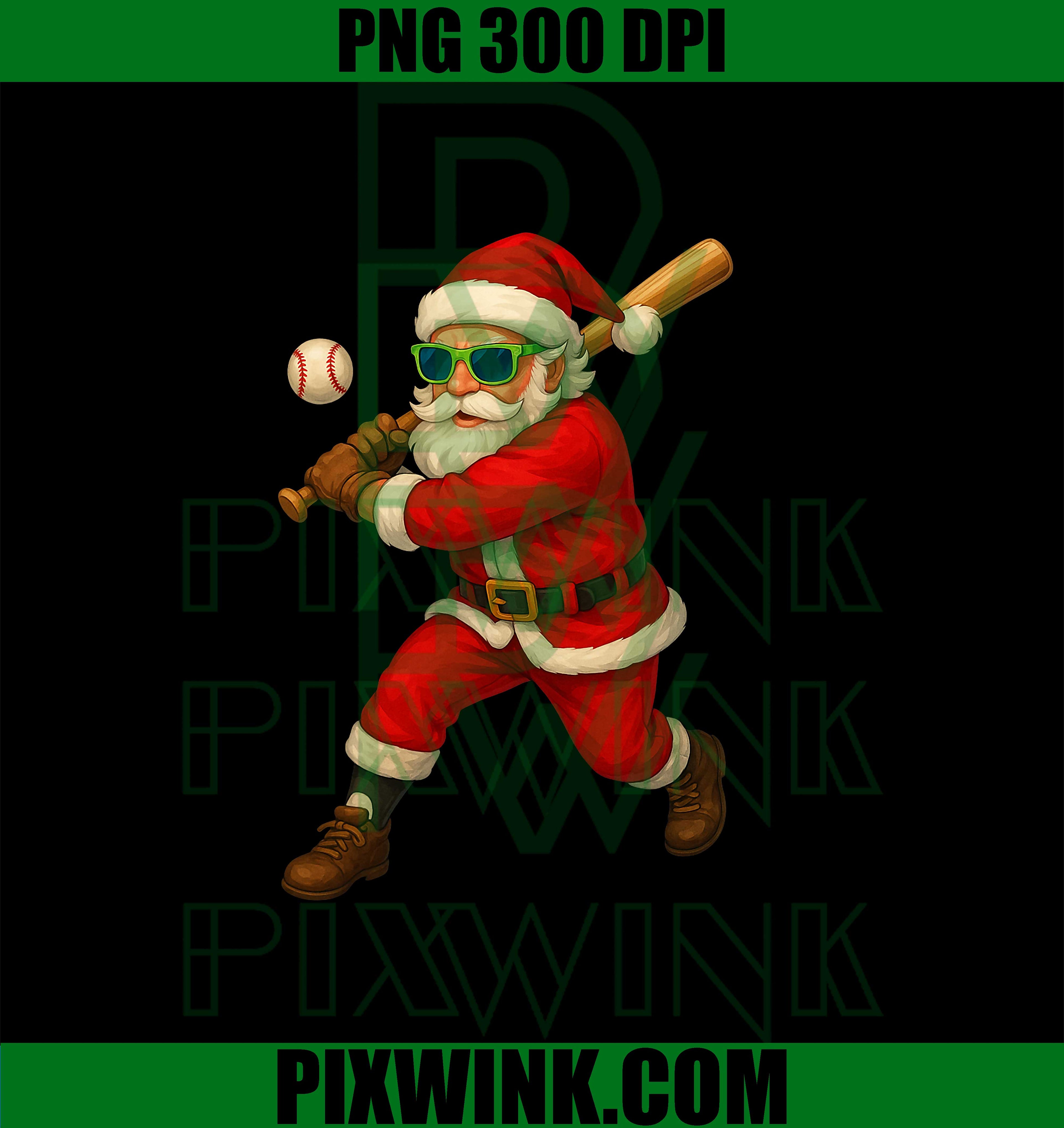 nta Playing Baseball PNG, Funny Baseball Christmas PNG, Baseball Player Xmas PNG